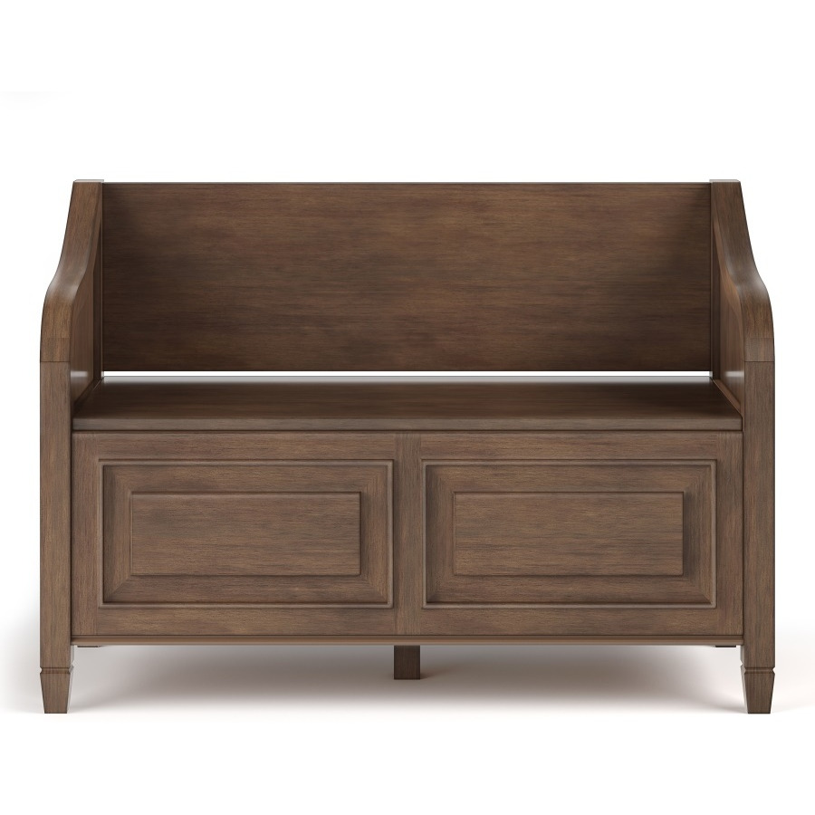 Connaught SOLID WOOD 42 inch Wide Traditional Entryway Storage Bench in Rustic Natural Aged Brown