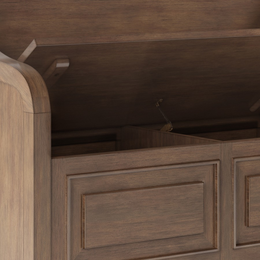 Connaught SOLID WOOD 42 inch Wide Traditional Entryway Storage Bench in Rustic Natural Aged Brown