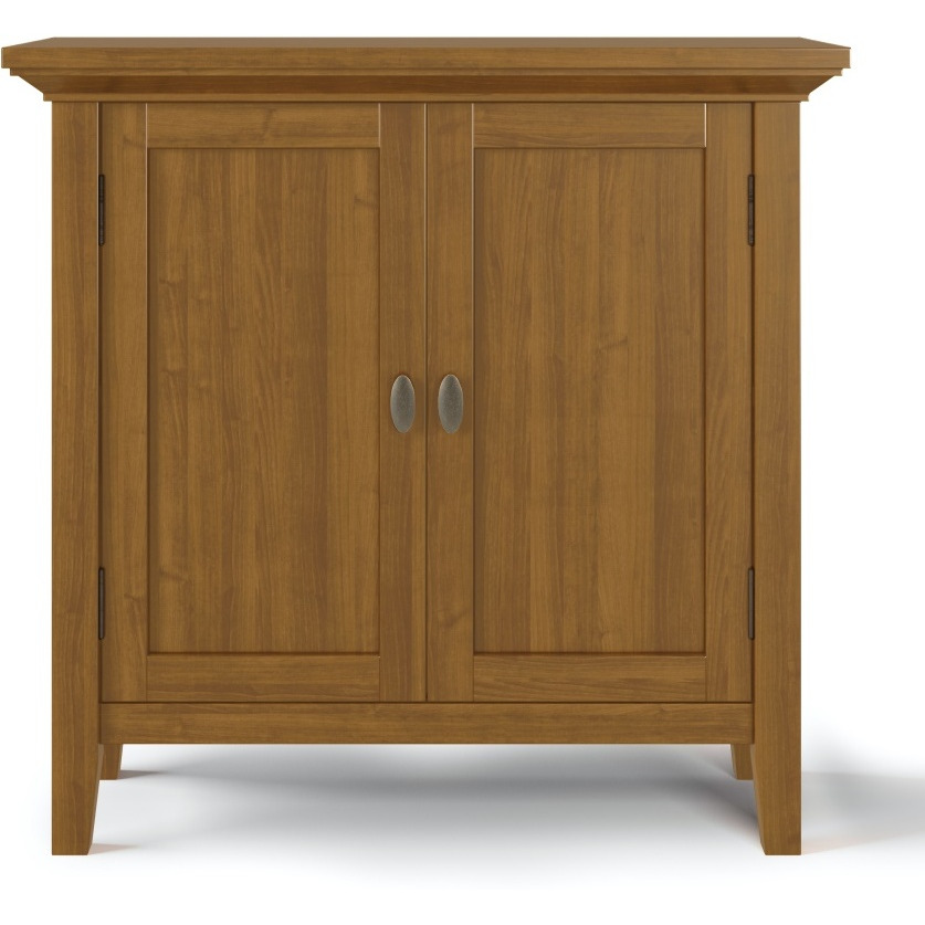 Redmond SOLID WOOD 32 inch Wide Transitional Low Storage Cabinet in Light Golden Brown