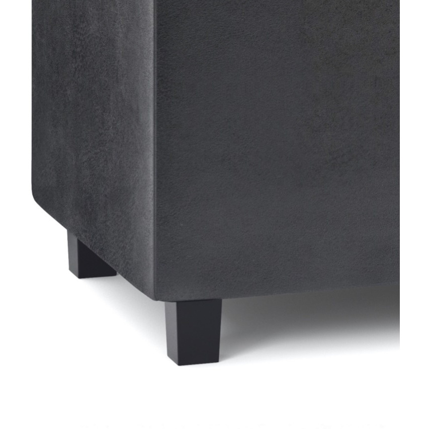 Cosmopolitan 34 inch Wide Transitional Rectangle Storage Ottoman in Distressed Black Faux Leather