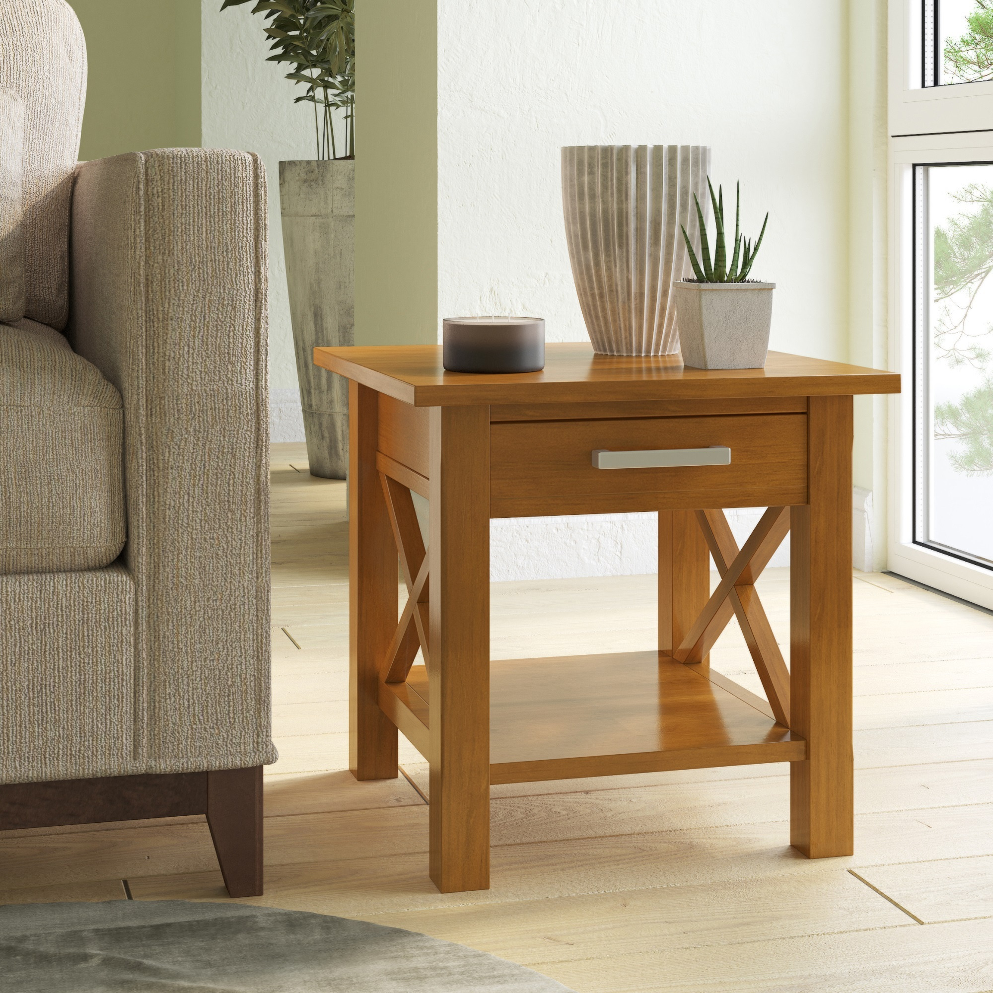 Kitchener SOLID WOOD 21 in Wide Square End Side Table