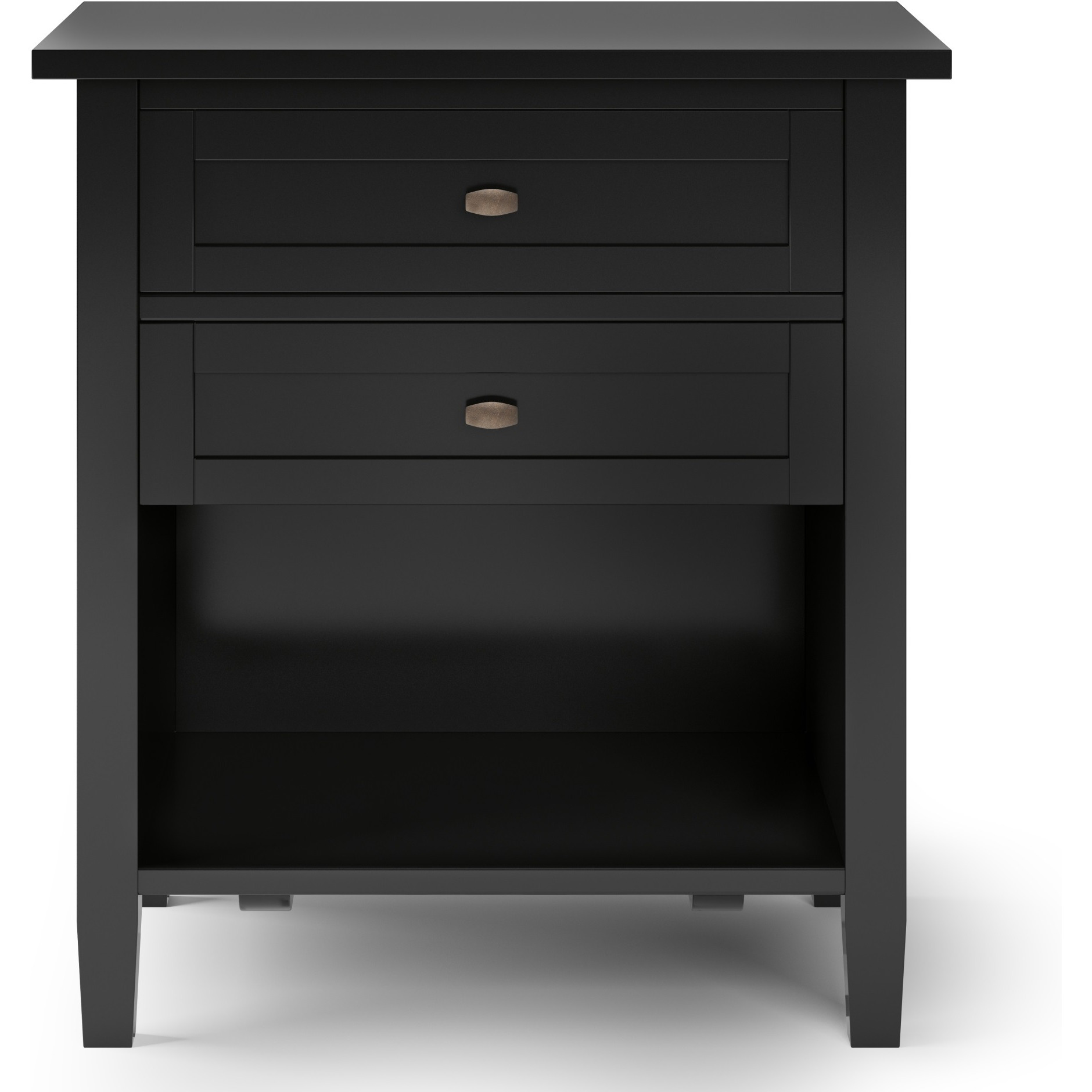 Warm Shaker SOLID WOOD 24 inch Wide Transitional Bedside Nightstand Table in Black