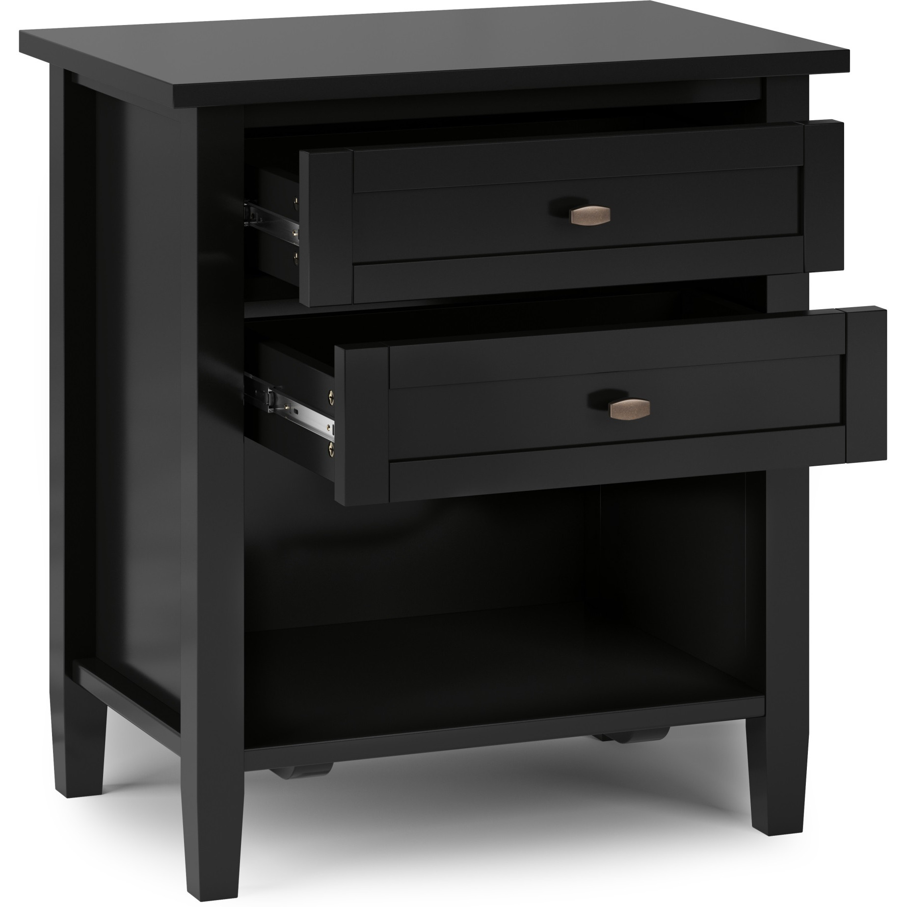 Warm Shaker SOLID WOOD 24 inch Wide Transitional Bedside Nightstand Table in Black