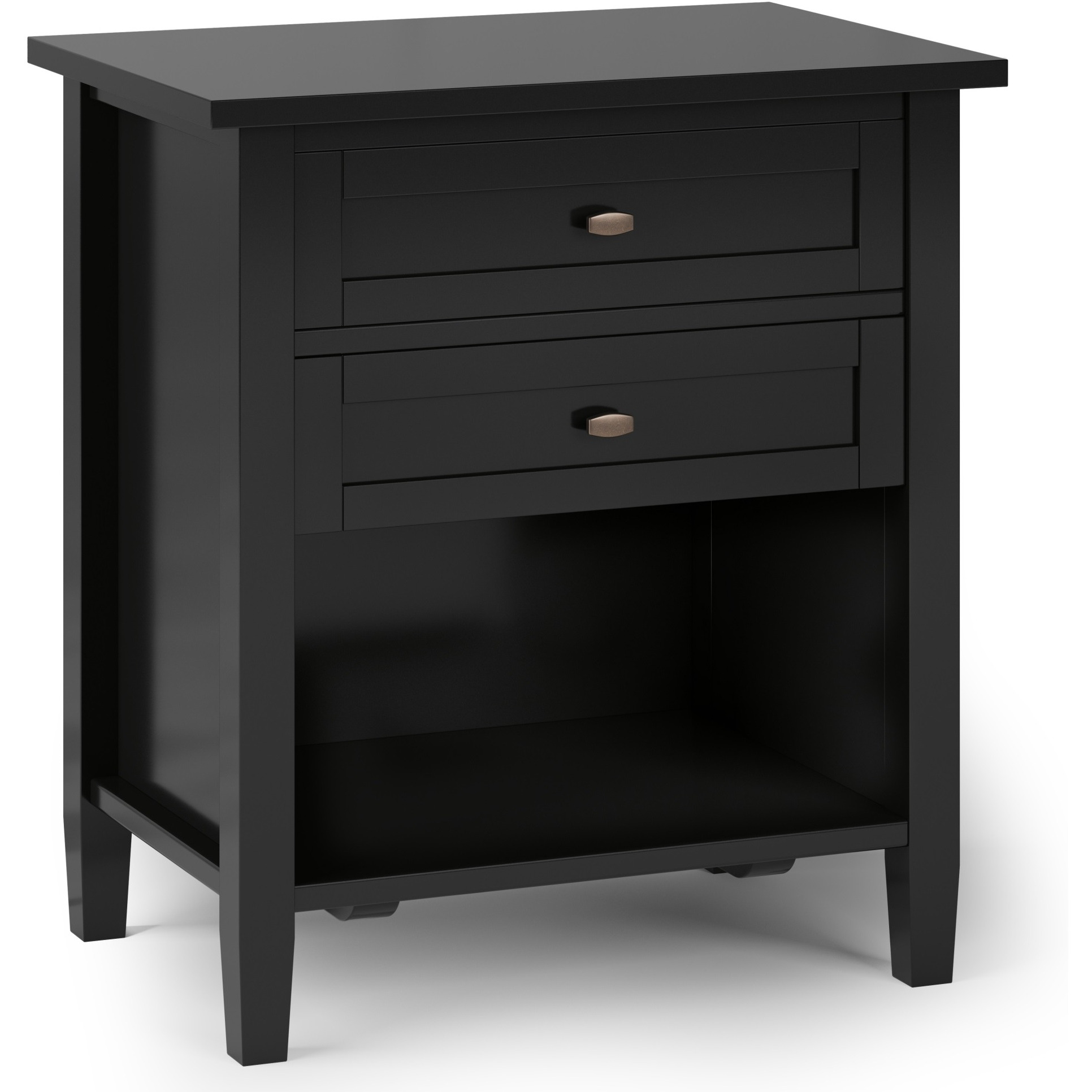 Warm Shaker SOLID WOOD 24 inch Wide Transitional Bedside Nightstand Table in Black
