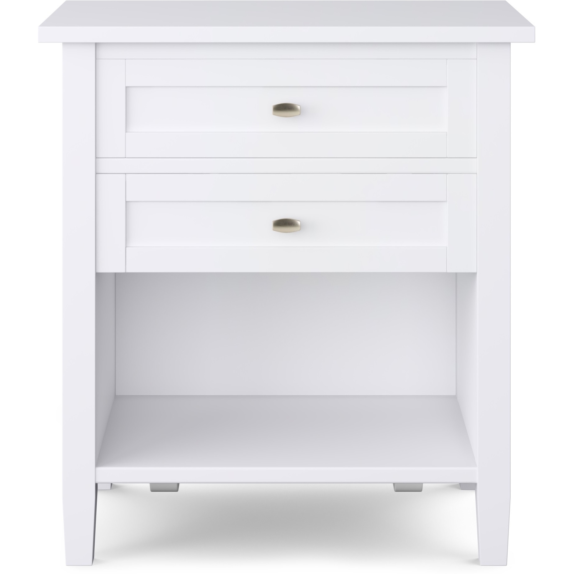 Warm Shaker SOLID WOOD 24 inch Wide Transitional Bedside Nightstand Table in White