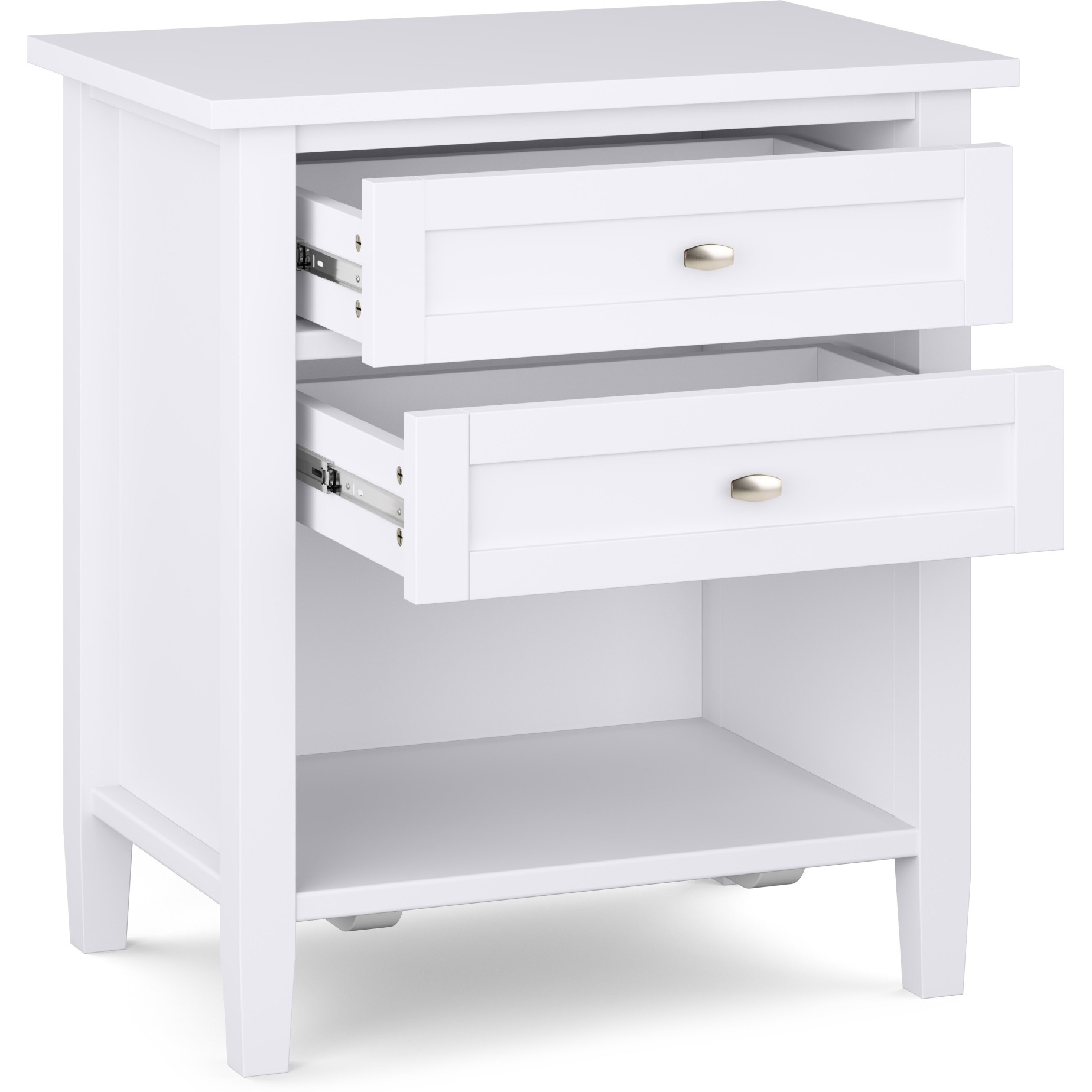 Warm Shaker SOLID WOOD 24 inch Wide Transitional Bedside Nightstand Table in White