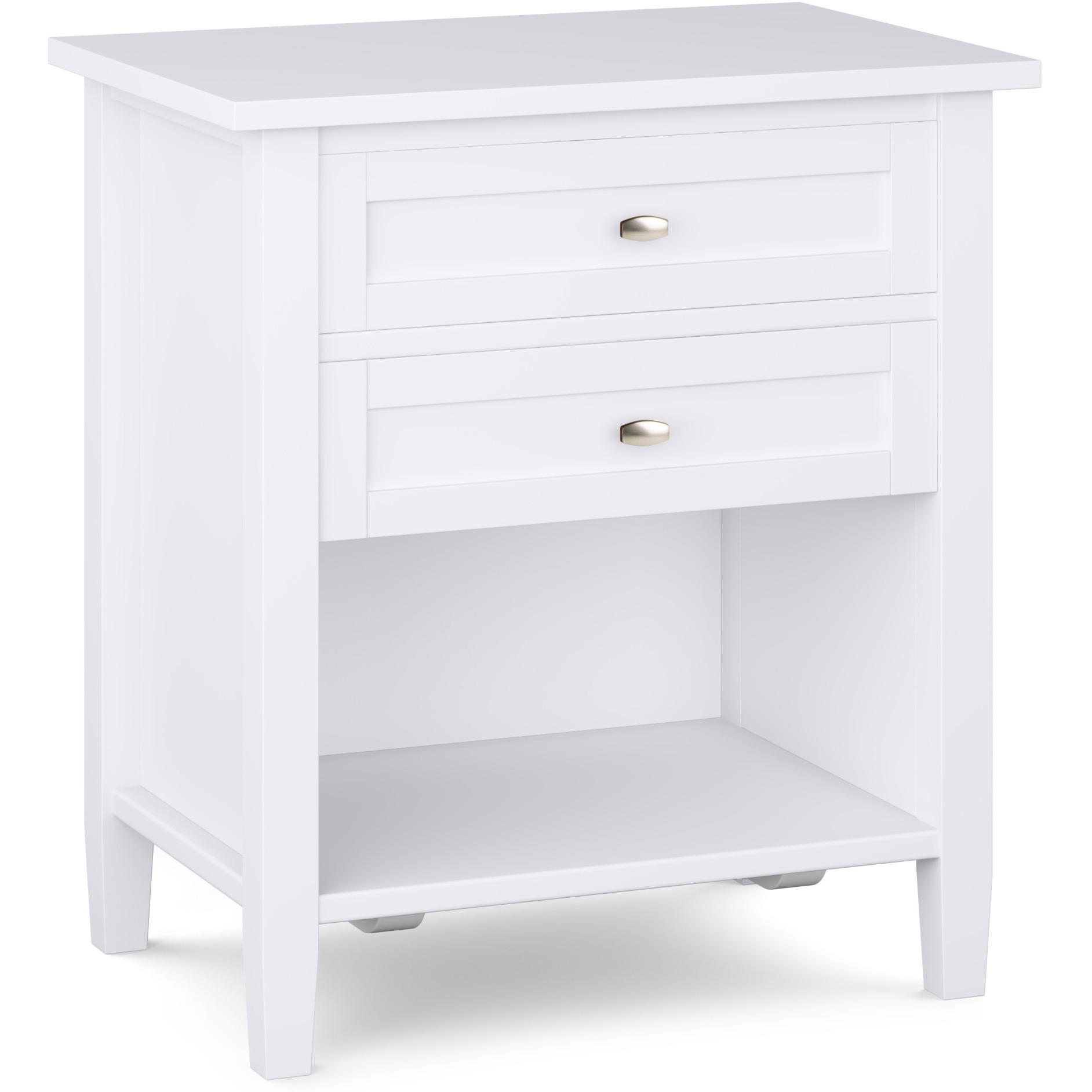 Warm Shaker SOLID WOOD 24 inch Wide Transitional Bedside Nightstand Table in White