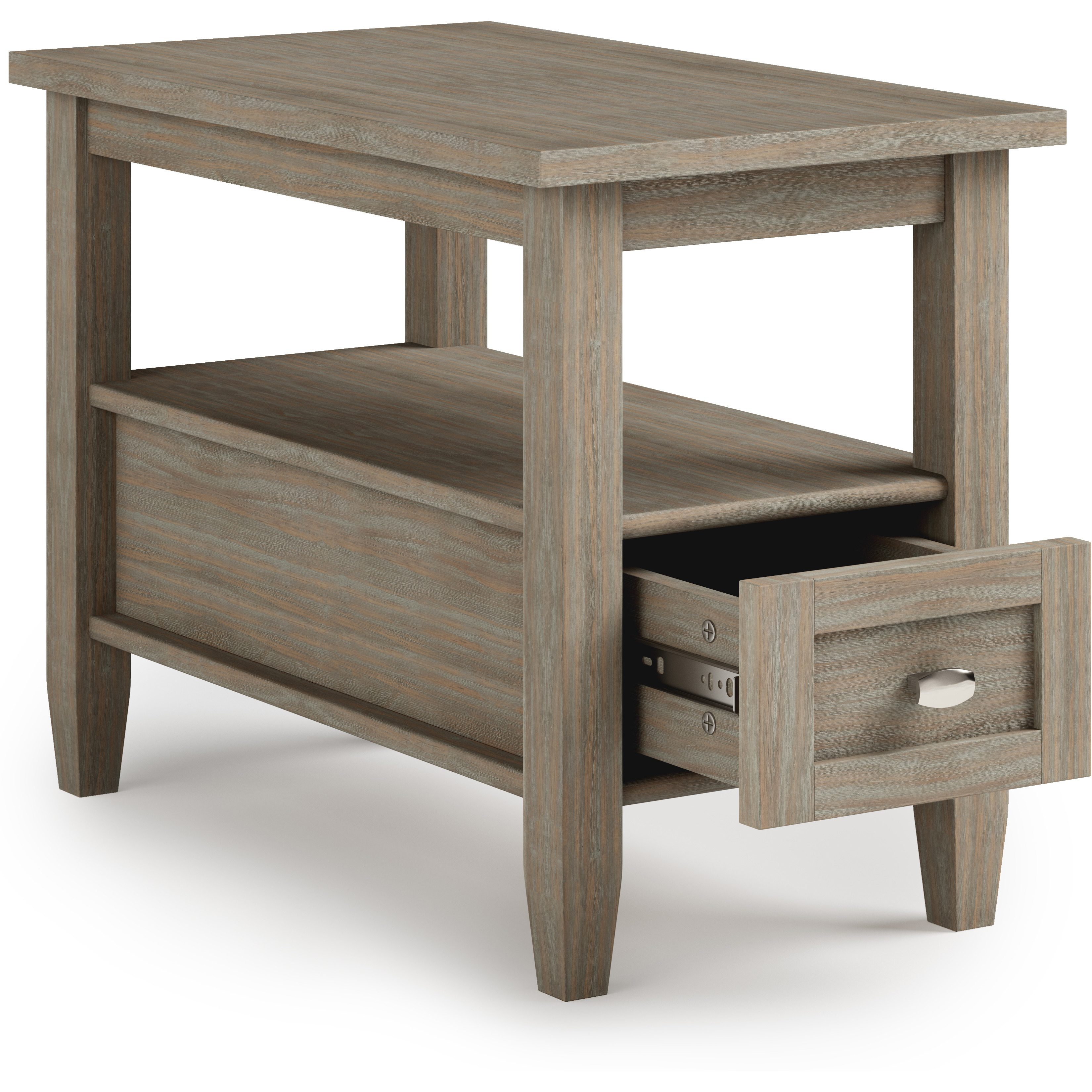 Warm Shaker SOLID WOOD Narrow Side Table in Distressed Grey