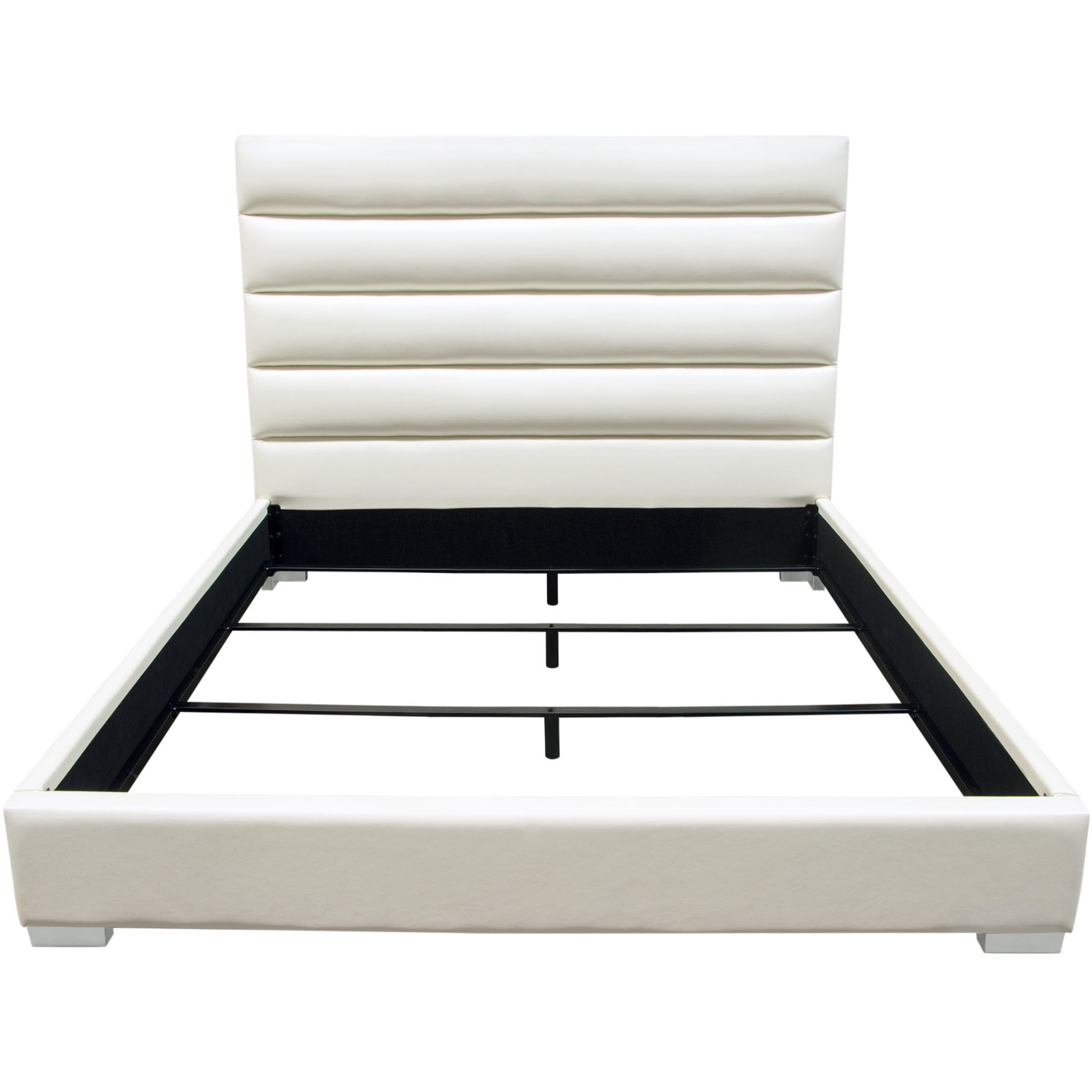 Bardot Channel Tufted Queen Bed in White Leatherette by Diamond Sofa