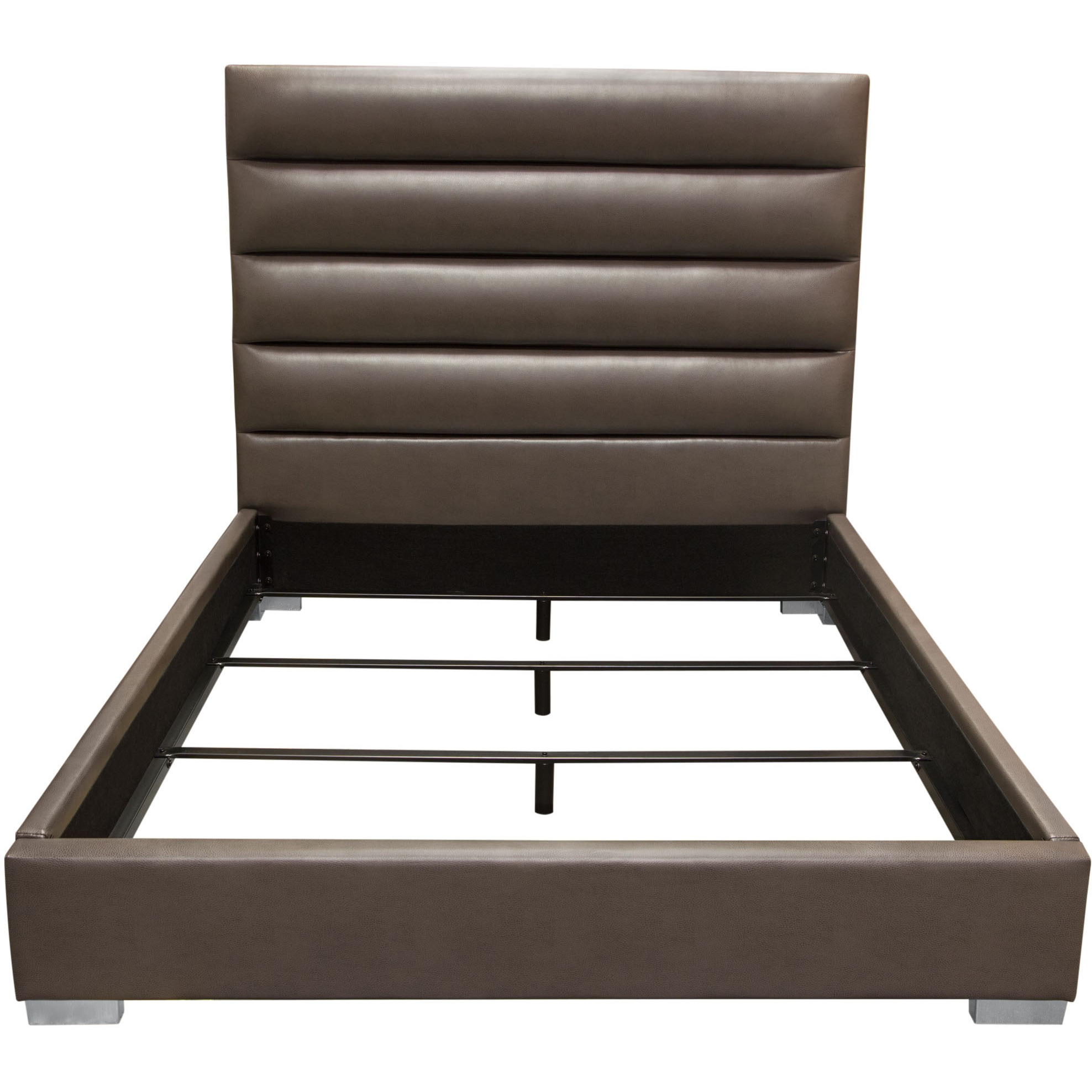 Bardot Channel Tufted Queen Bed in Elephant Grey Leatherette by Diamond Sofa