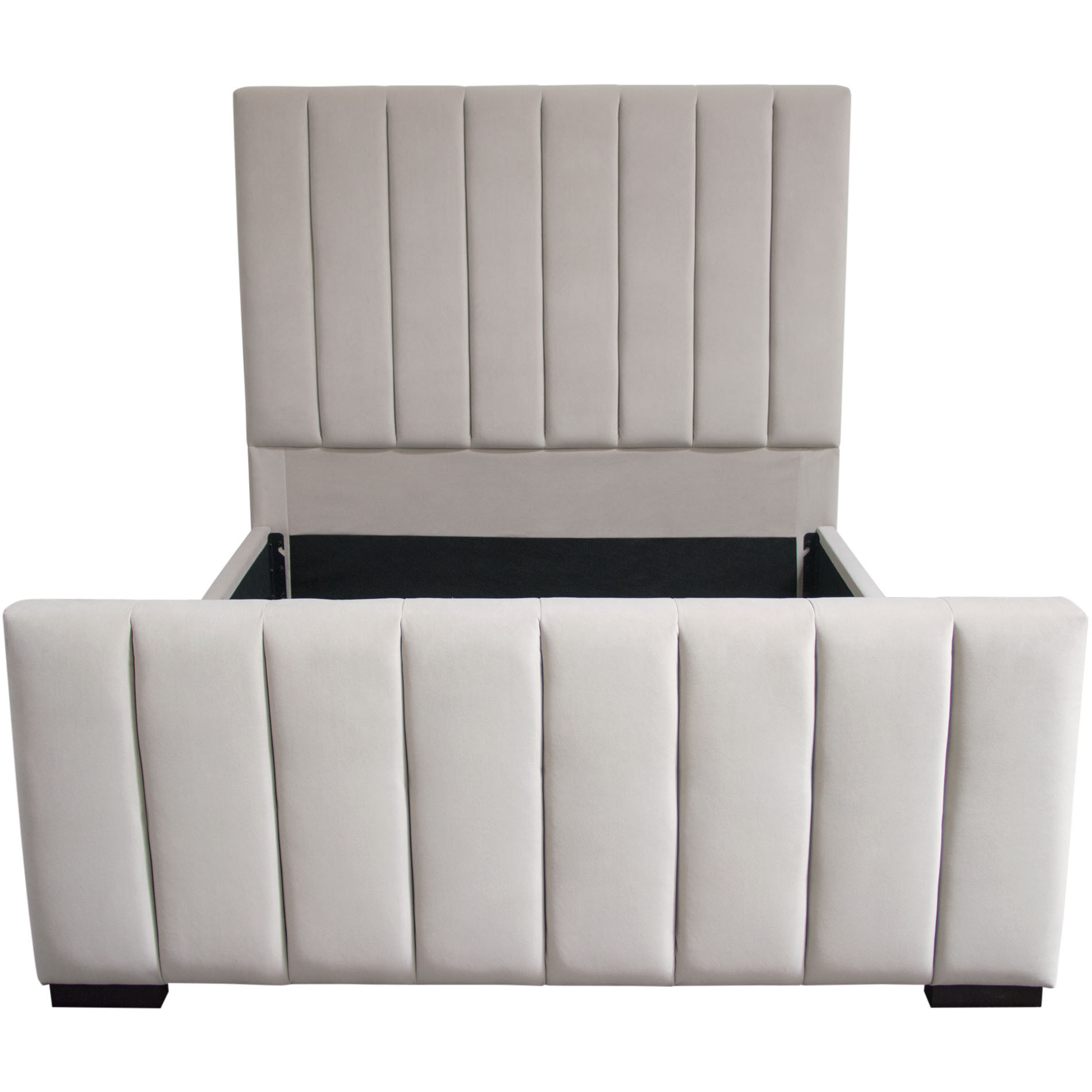 Venus Vertical Channel Tufted Eastern King Bed in Light Grey Velvet by Diamond Sofa