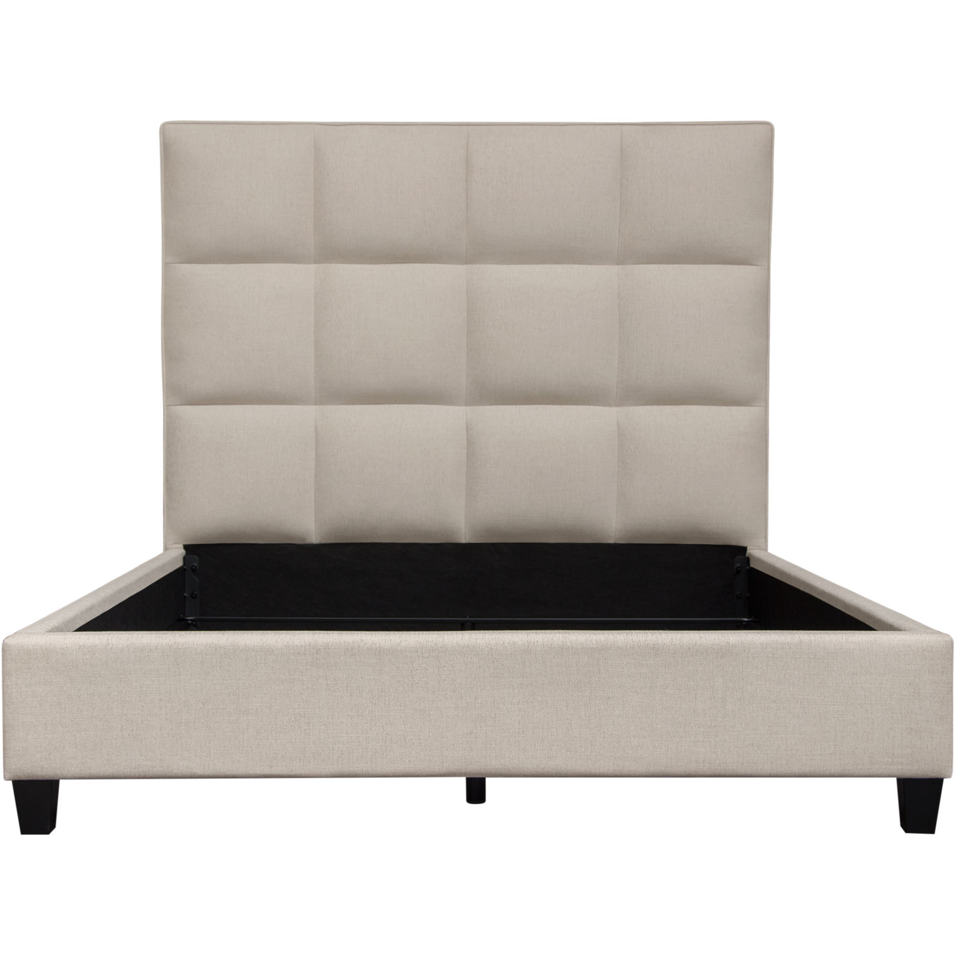 Devon Grid Tufted Queen Bed in Sand Fabric by Diamond Sofa