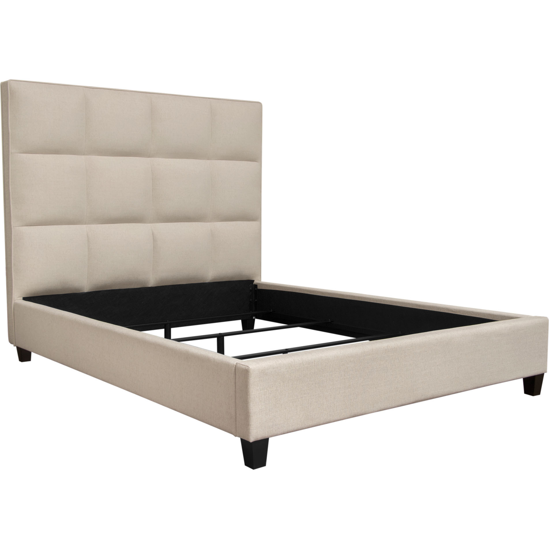 Devon Grid Tufted Queen Bed in Sand Fabric by Diamond Sofa