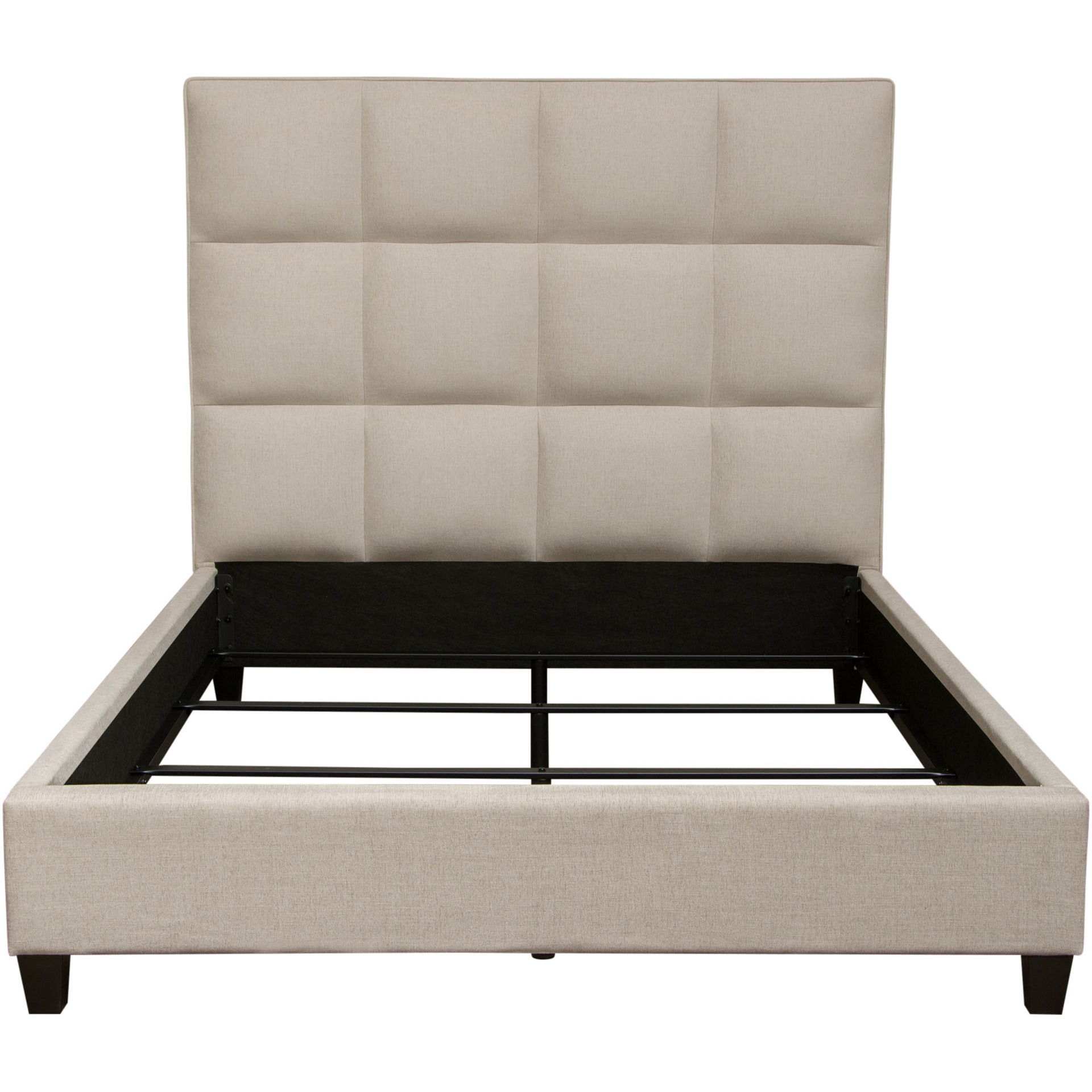 Devon Grid Tufted Queen Bed in Sand Fabric by Diamond Sofa