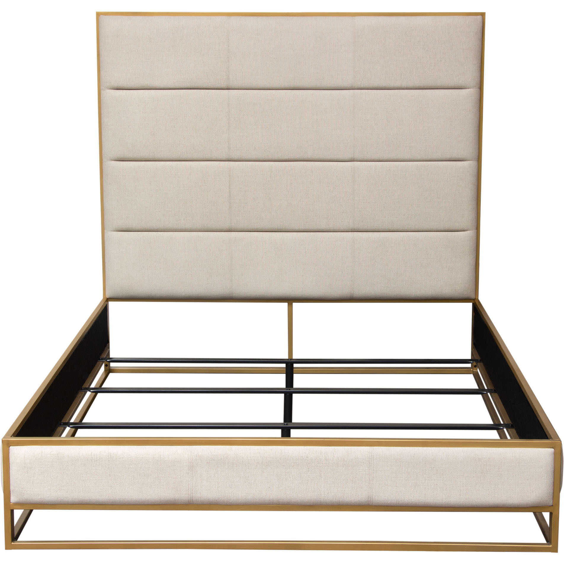 Empire Eastern King Bed in Sand Fabric with Handbrushed Gold Metal Frame by Diamond Sofa