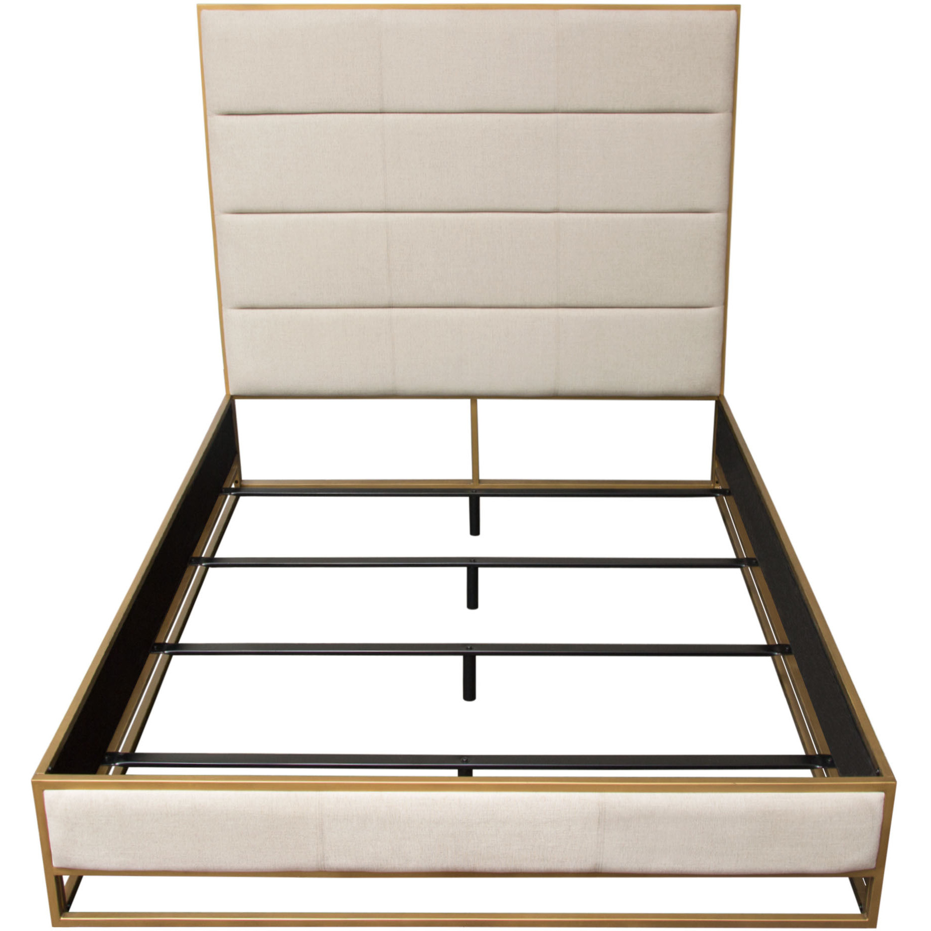 Empire Eastern King Bed in Sand Fabric with Handbrushed Gold Metal Frame by Diamond Sofa