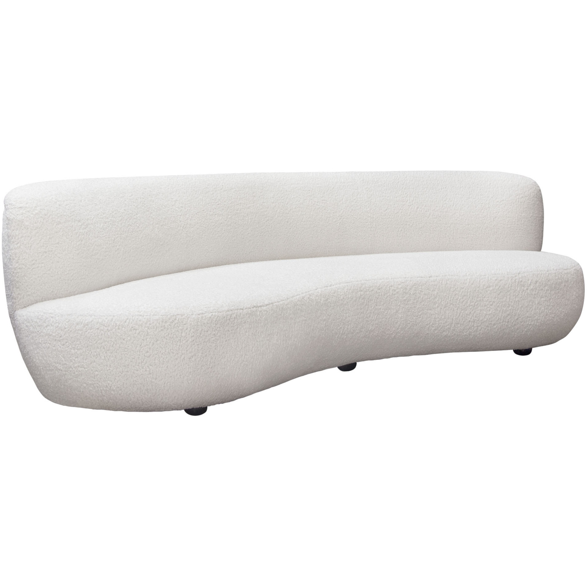 Simone Curved Sofa in White Sheepskin Fabric by Diamond Sofa