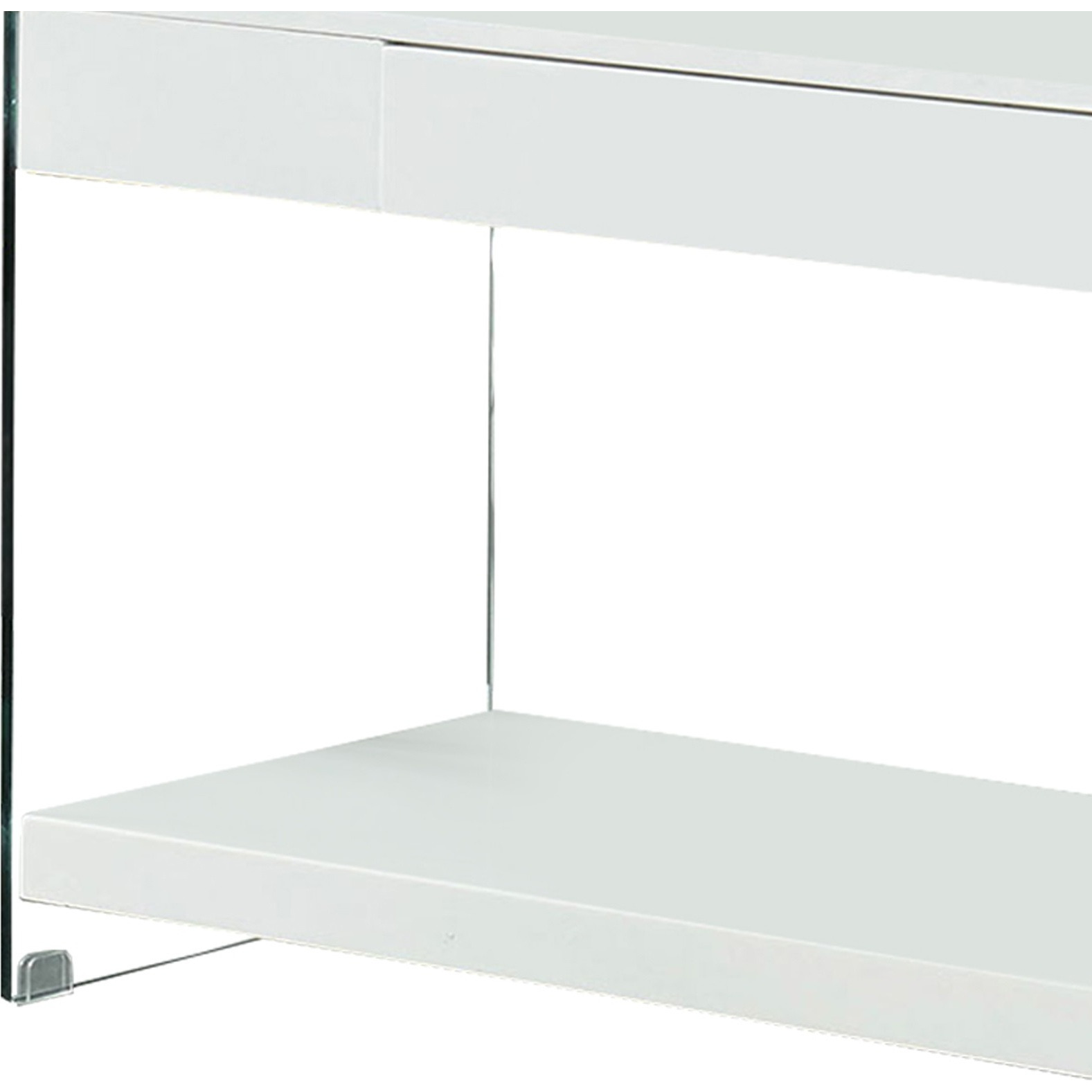 Contemporary Style Plastic TV Stand with Glass Side Panels, White