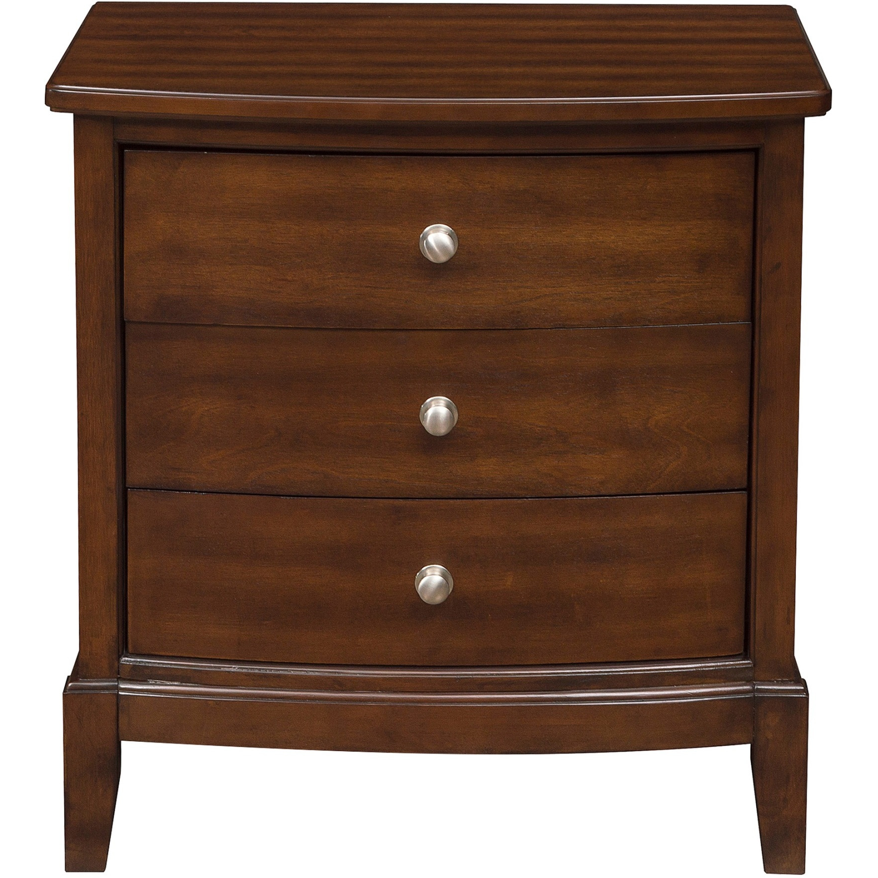 Wooden Nightstand with 3 Spacious Drawers and Knobs, Brown