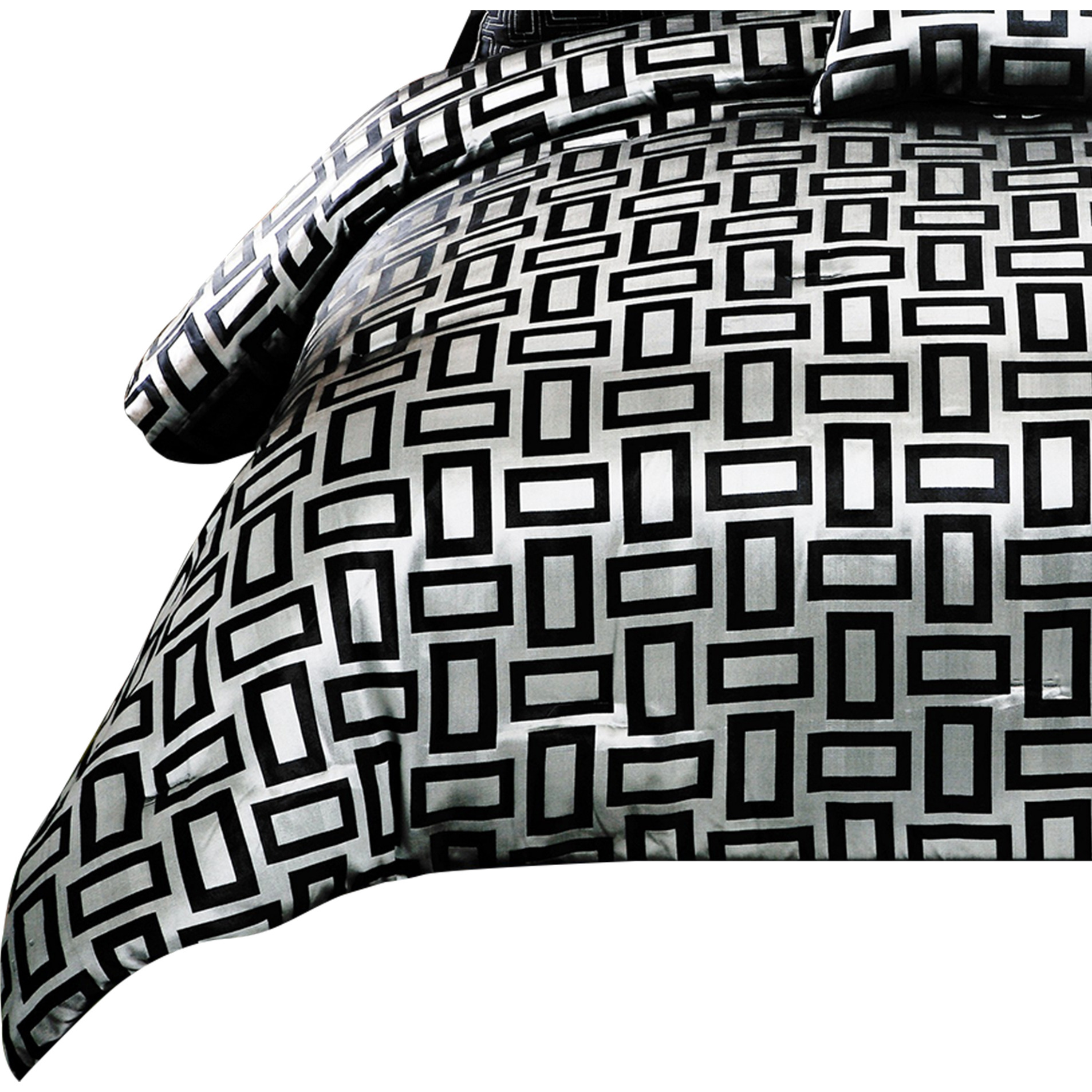 6 Piece Polyester King Comforter Set with Geometric Print, Gray and Black