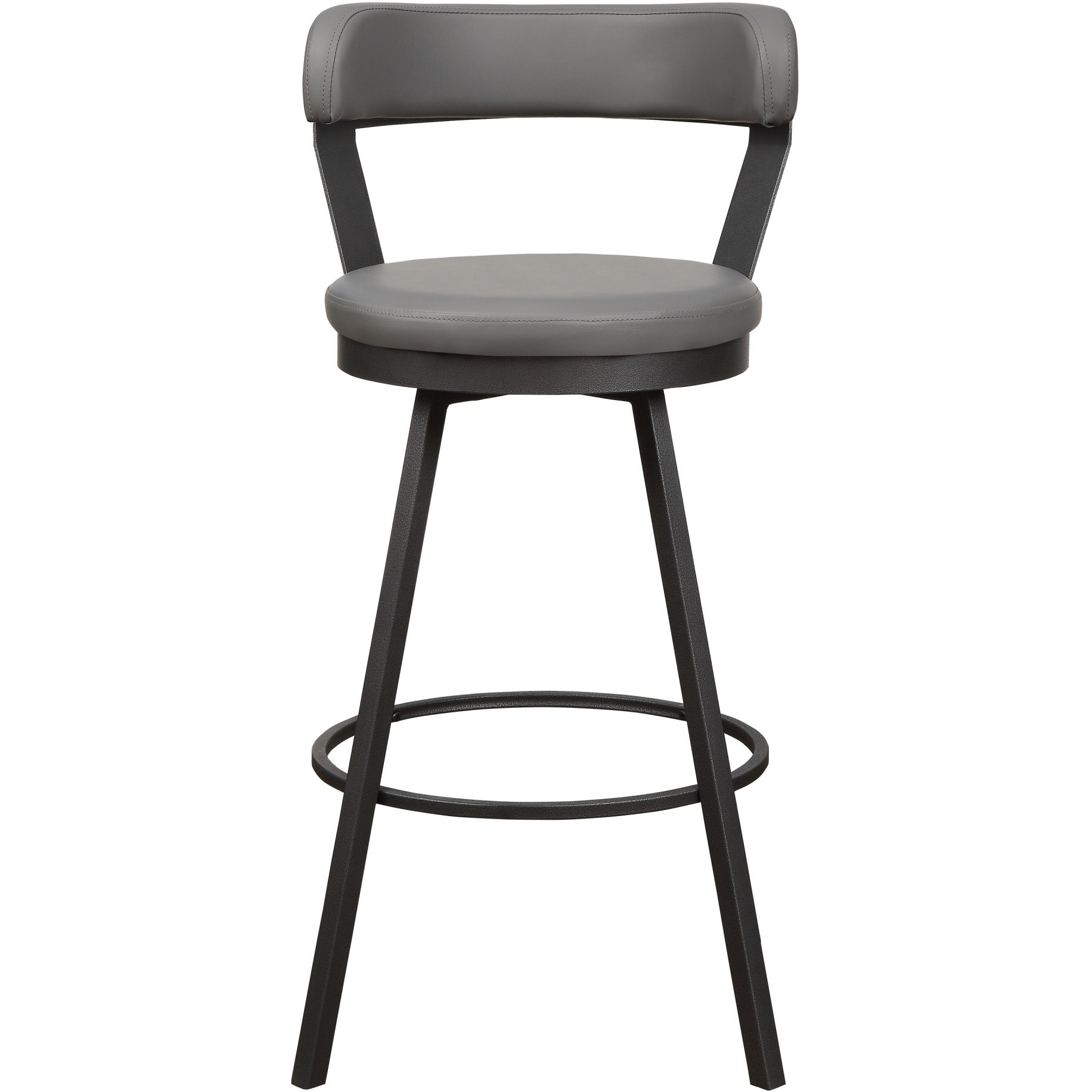 Leatherette Pub Chair with Curved Design Open Backrest, Set of 2,Light Gray