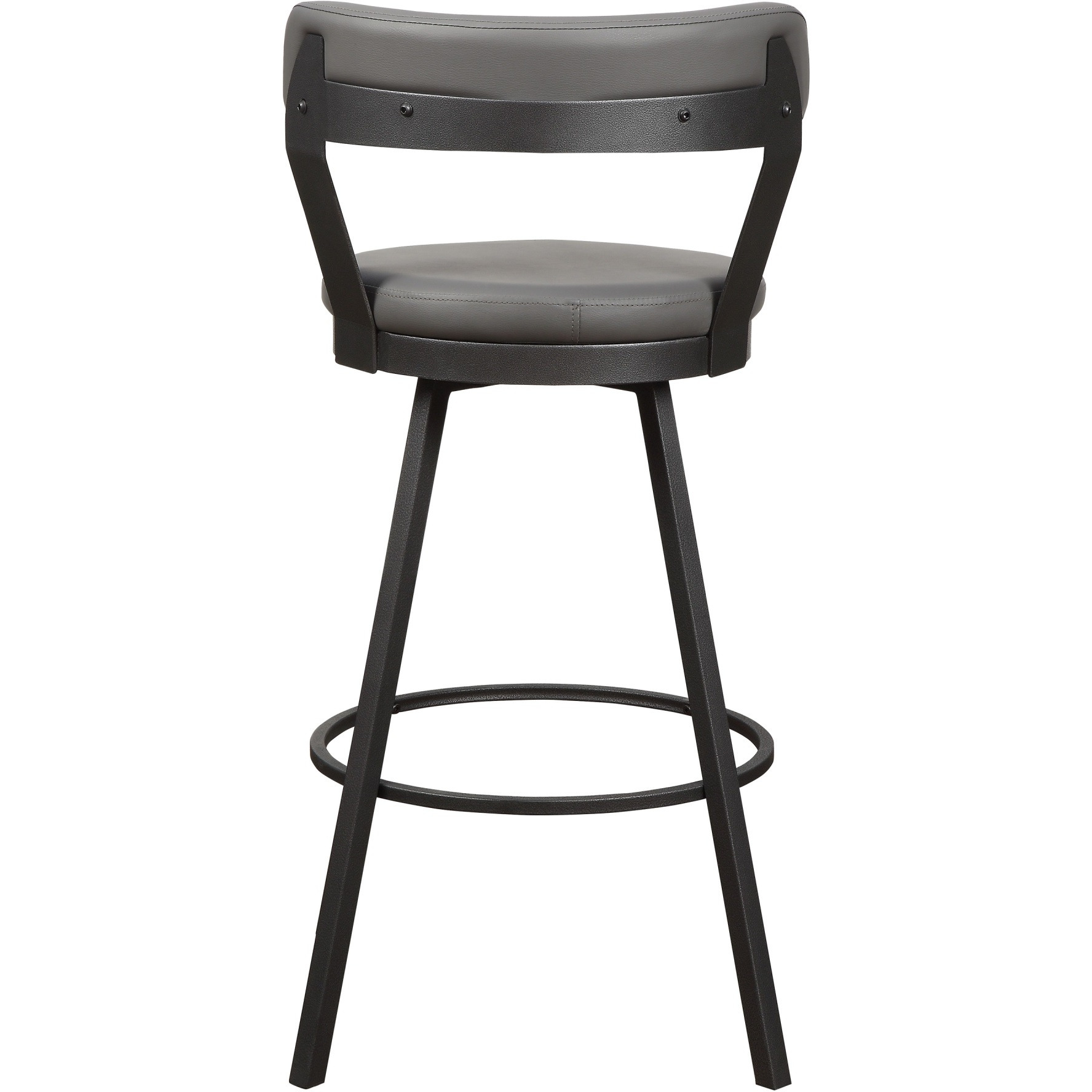 Leatherette Pub Chair with Curved Design Open Backrest, Set of 2,Light Gray