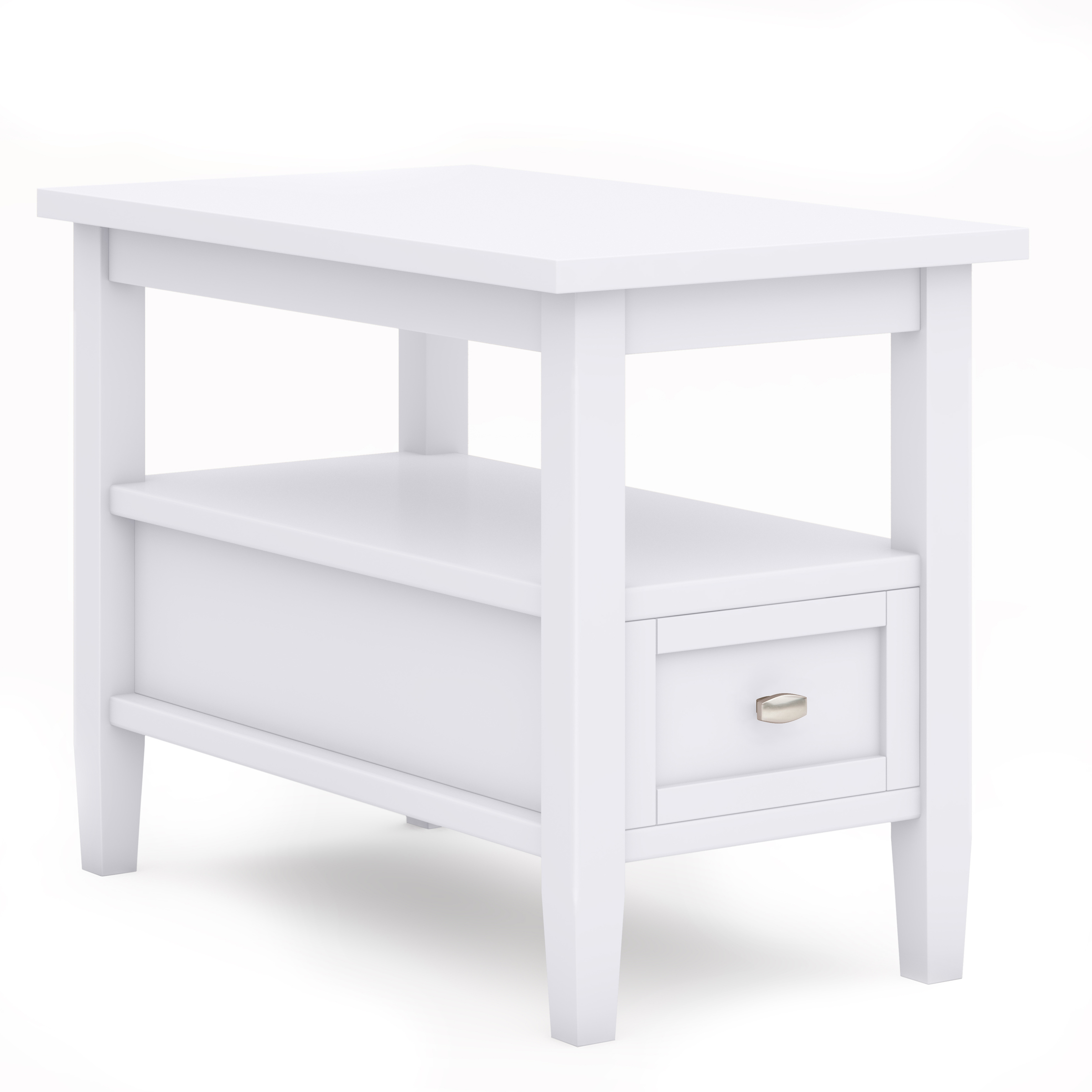 Warm Shaker SOLID WOOD Narrow Side Table in White