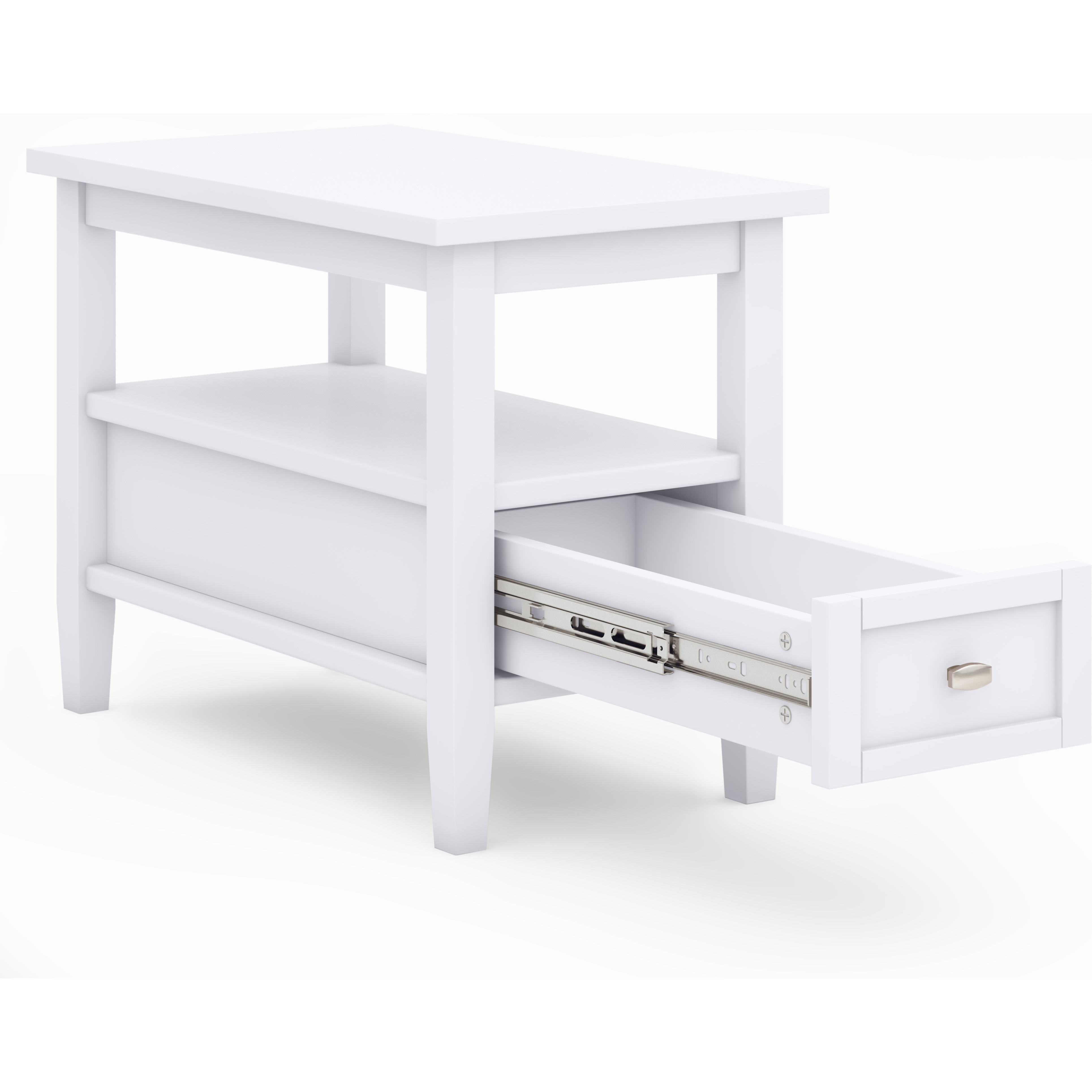 Warm Shaker SOLID WOOD Narrow Side Table in White