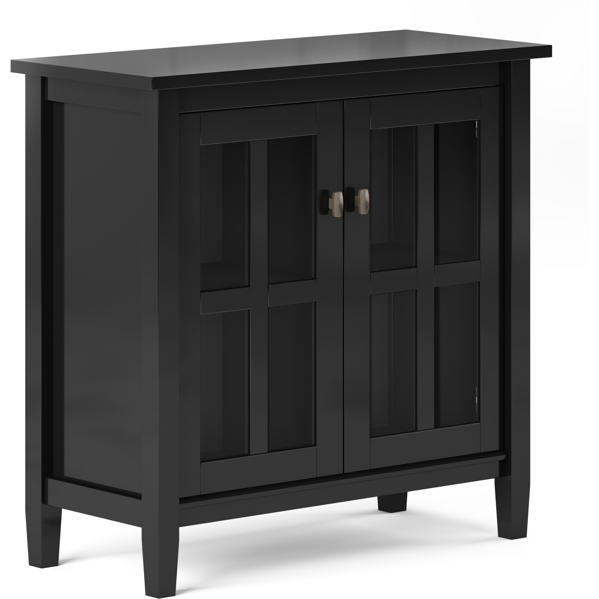 Warm Shaker SOLID WOOD 32 inch Wide Transitional Low Storage Cabinet in Black