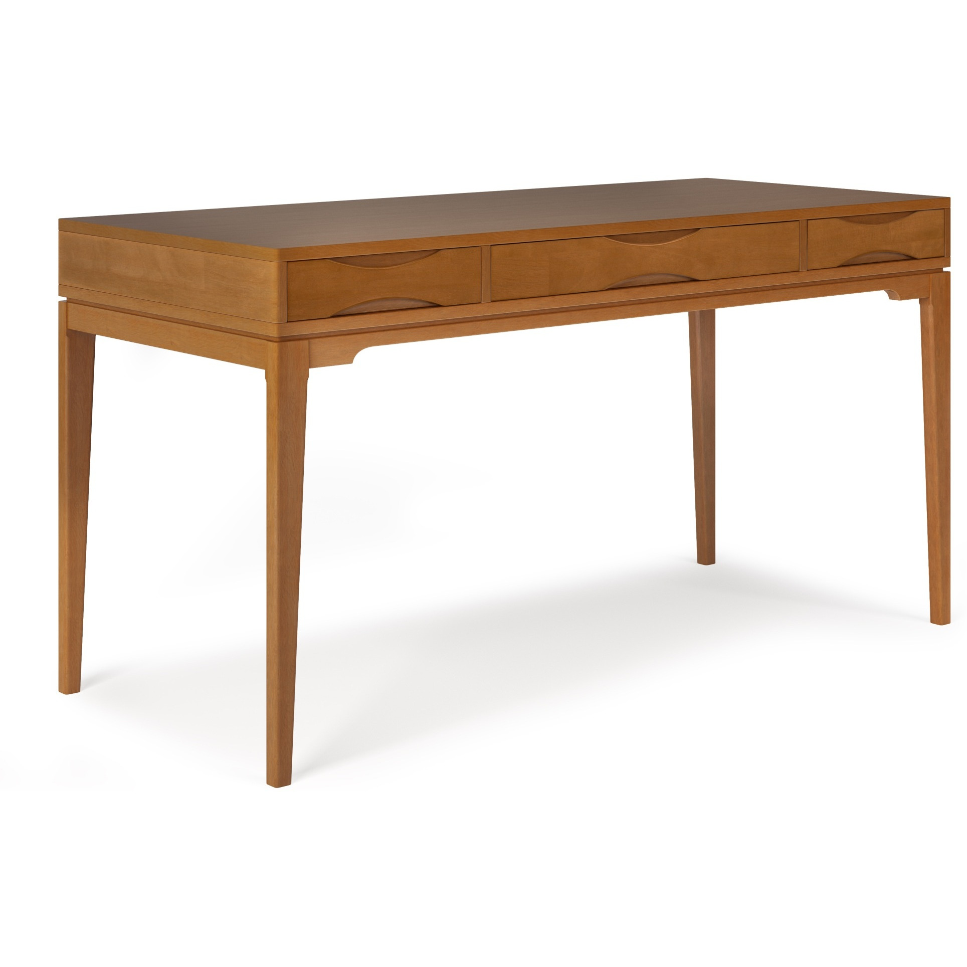 Harper SOLID HARDWOOD Mid-Century Modern 60 inch Wide Desk in Light Golden Brown