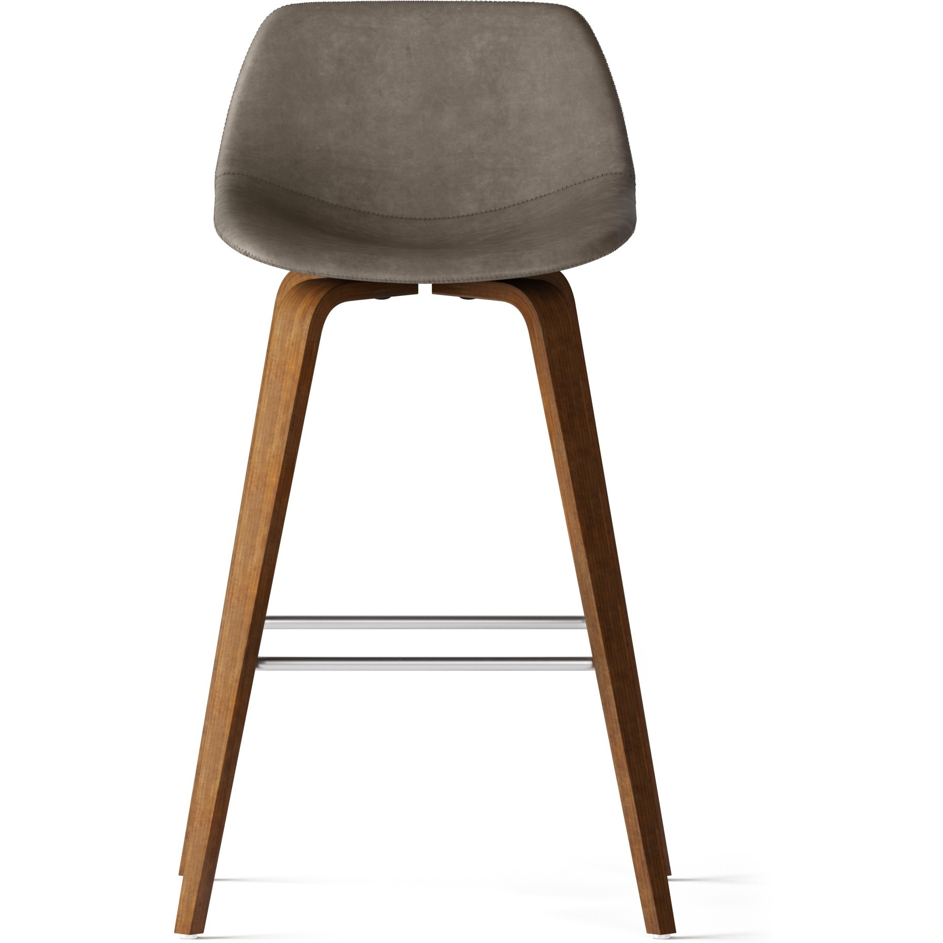 Randolph Mid-Century Modern Bentwood Counter Height Stool (Set of 2) in Distressed Grey Faux Leather