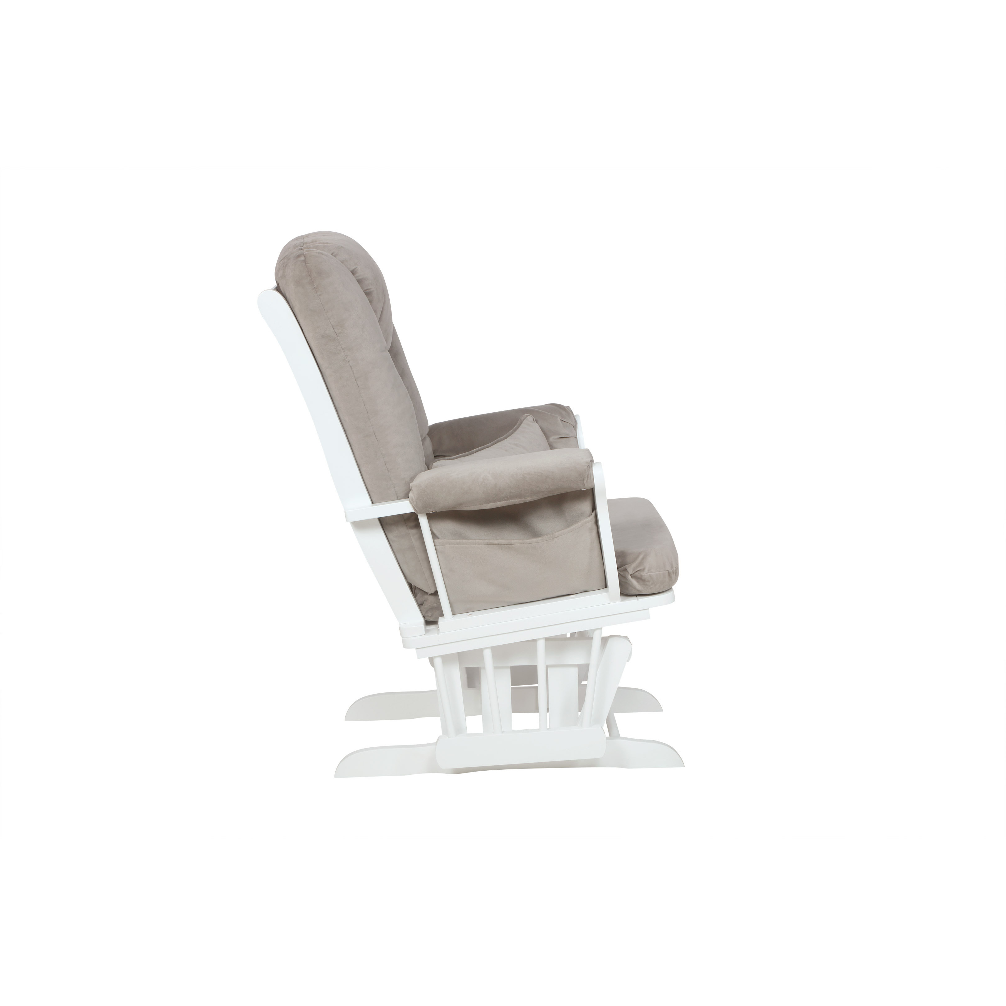 Alice Glider Chair & Ottoman with Pillow, White