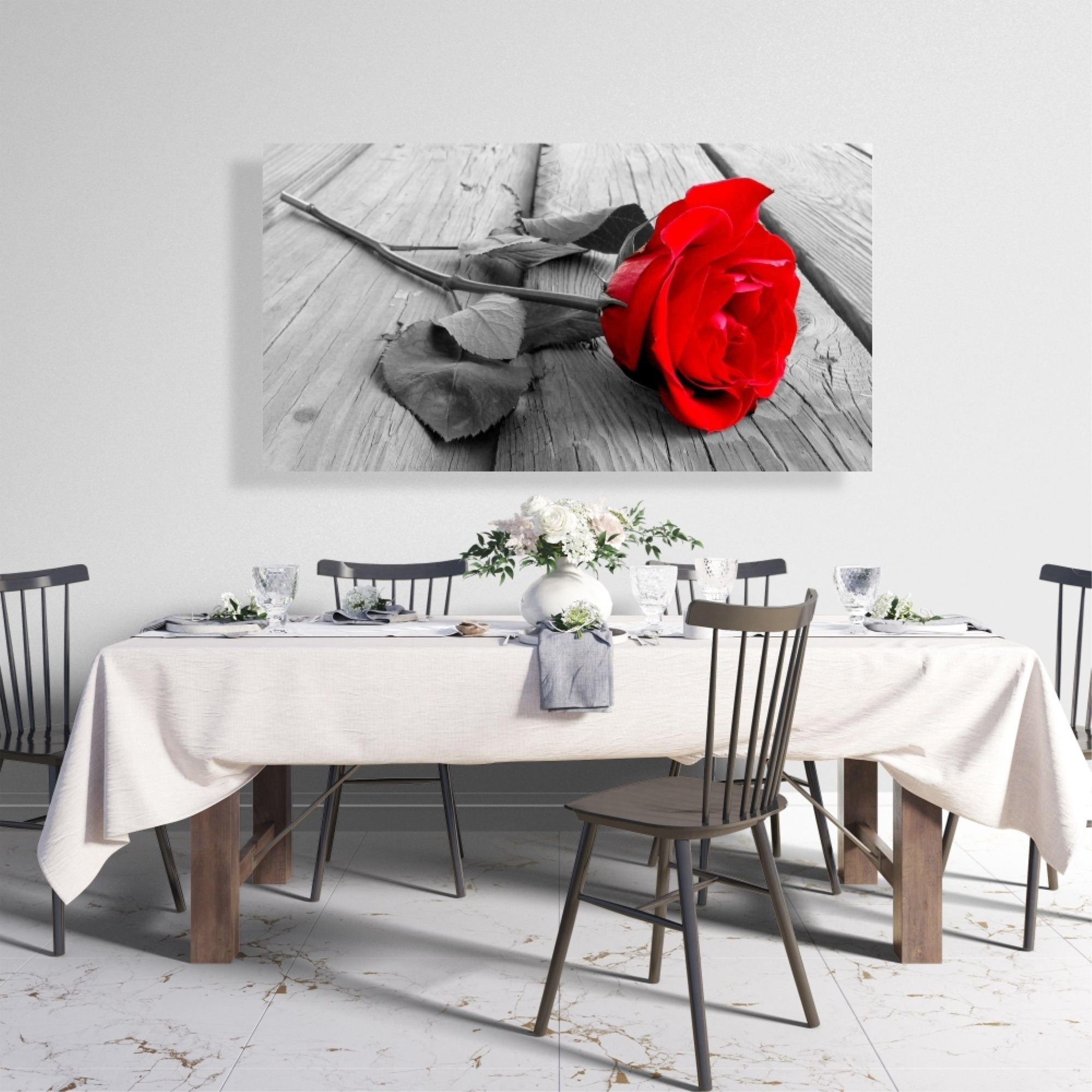 Black and Red Rose - Print on canvas by Begin Edition