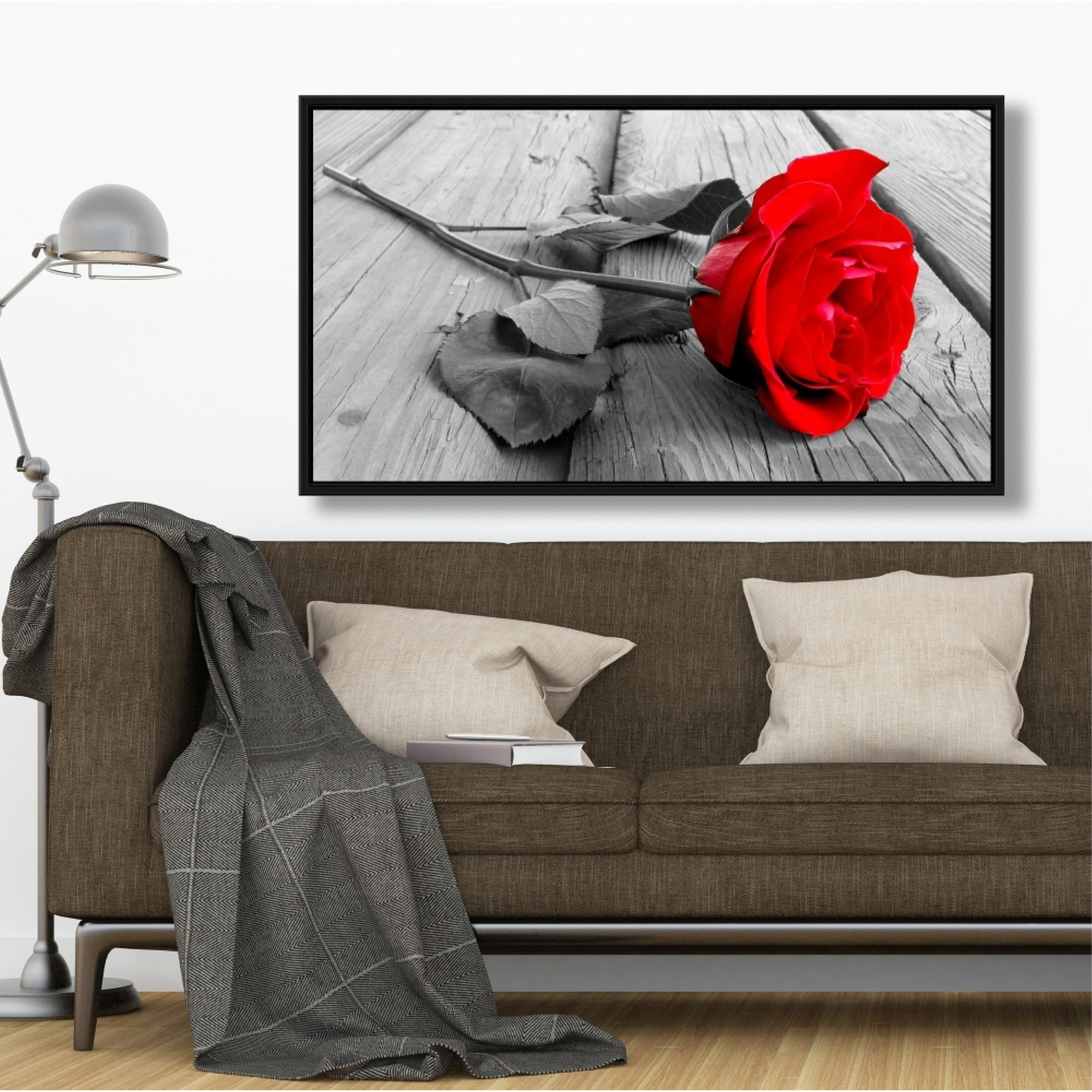 Black and Red Rose - Framed Print on canvas by Begin Edition