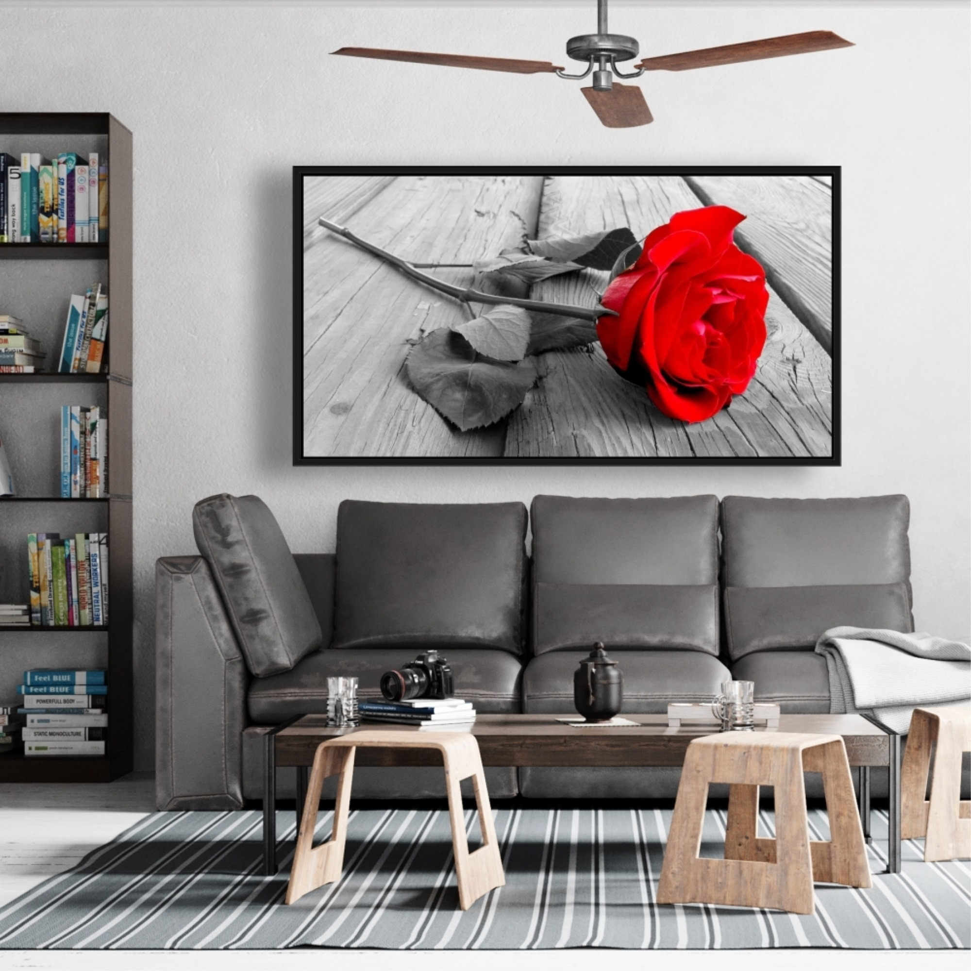 Black and Red Rose - Framed Print on canvas by Begin Edition