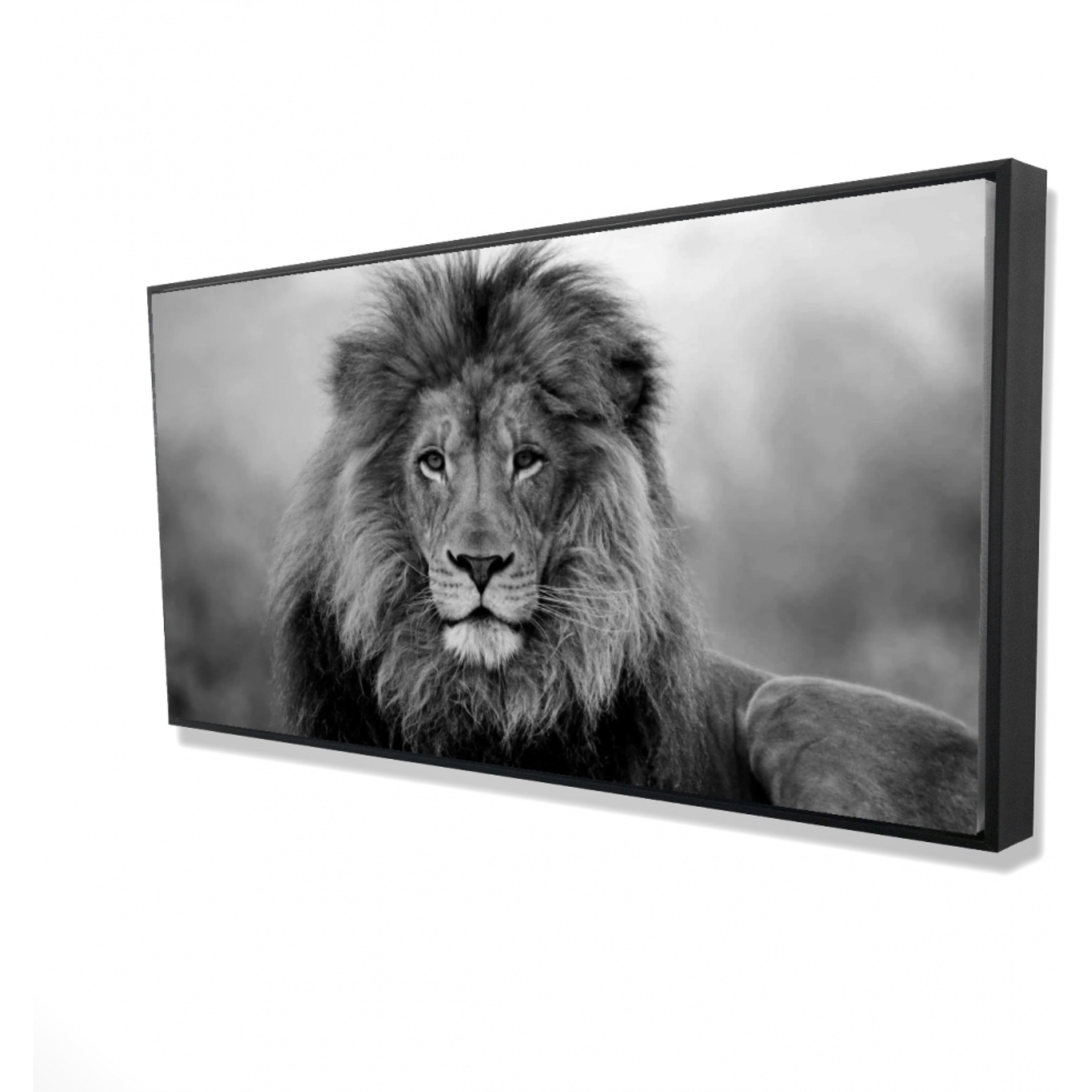 Black And White Lion - Framed Print on canvas by Begin Edition