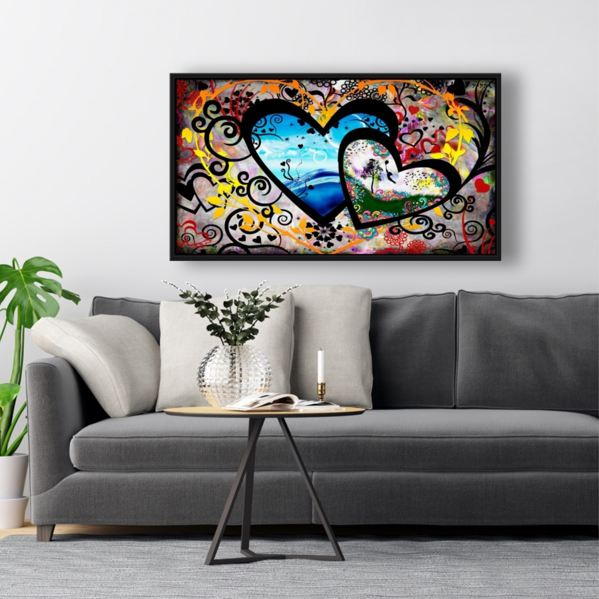 Lovers Canvas Set - Framed Print on canvas by Begin Edition