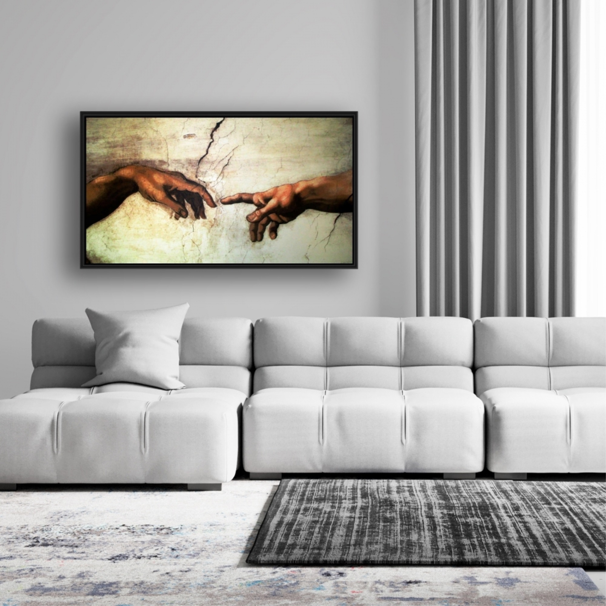 Michelangelo's Creation of Adam - Framed Print on canvas by Begin Edition