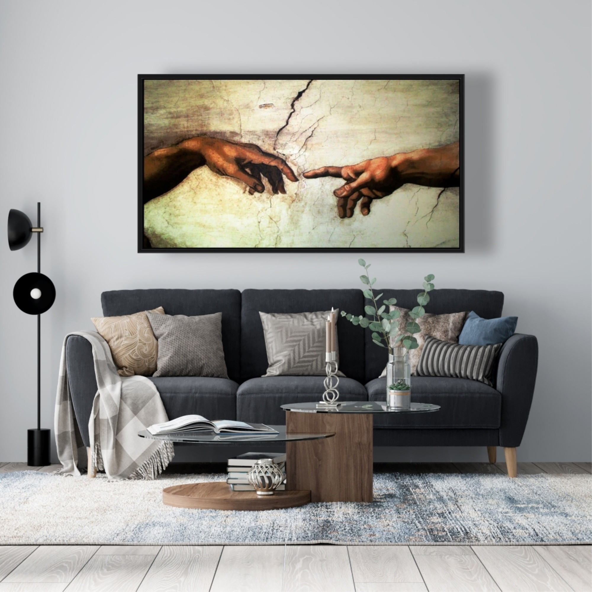 Michelangelo's Creation of Adam - Framed Print on canvas by Begin Edition
