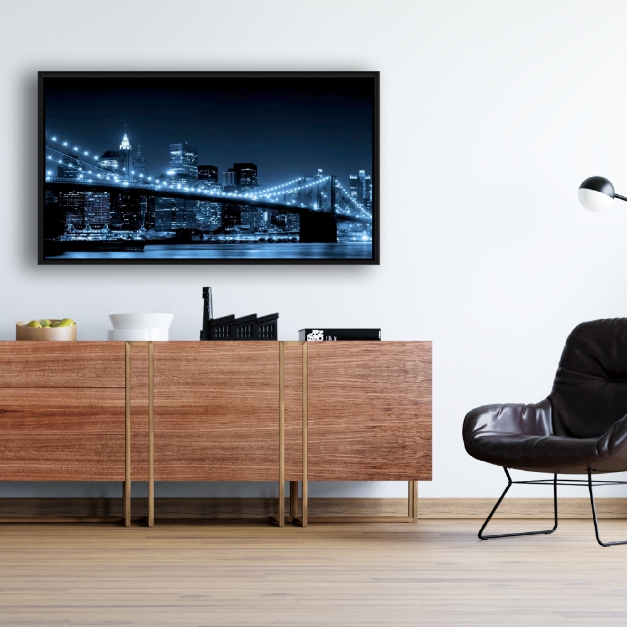 New York City Night View - Framed Print on canvas by Begin Edition