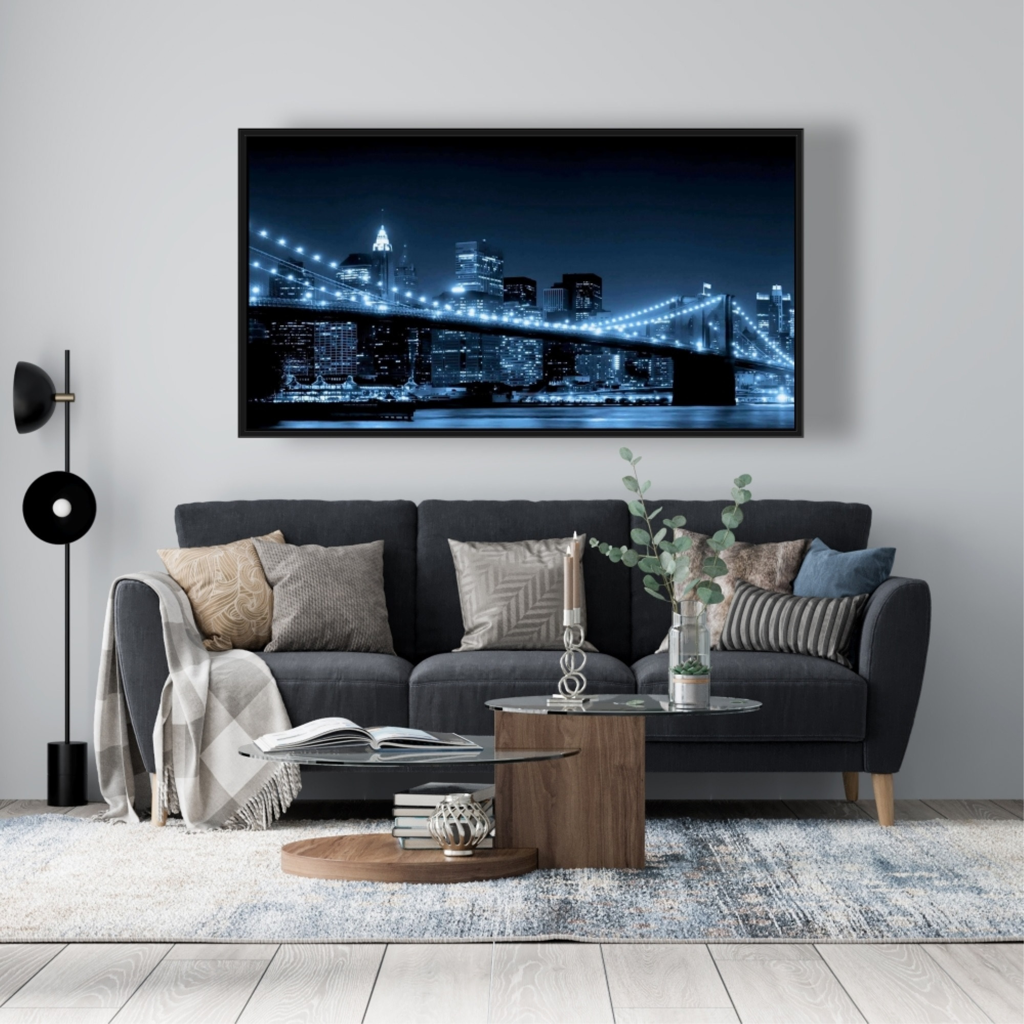 New York City Night View - Framed Print on canvas by Begin Edition