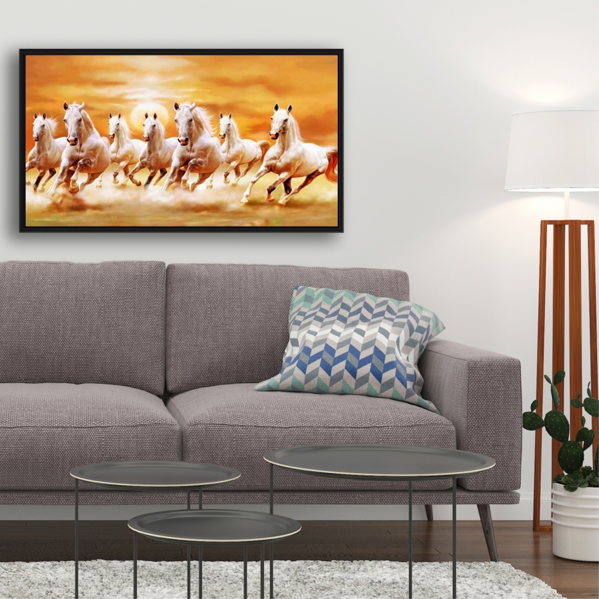 Seven Horses - Framed Print on canvas by Begin Edition
