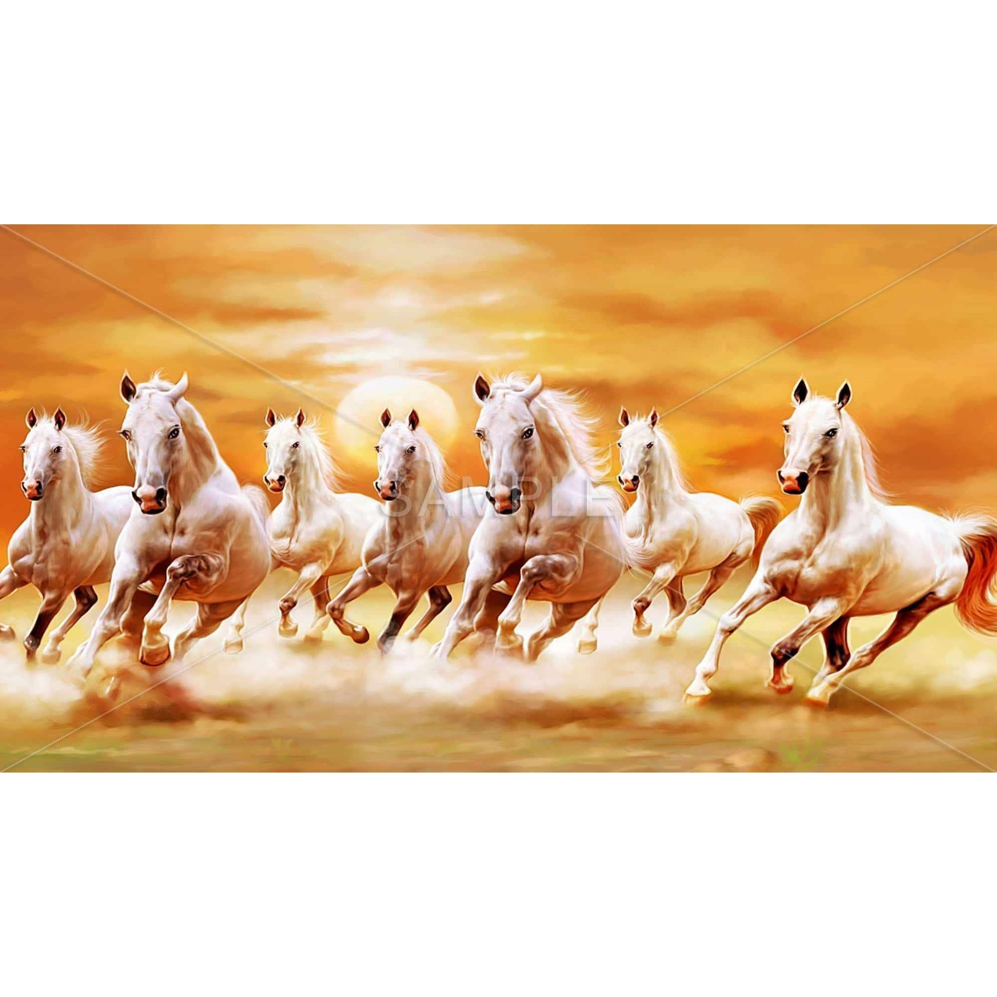 Seven Horses - Framed Print on canvas by Begin Edition