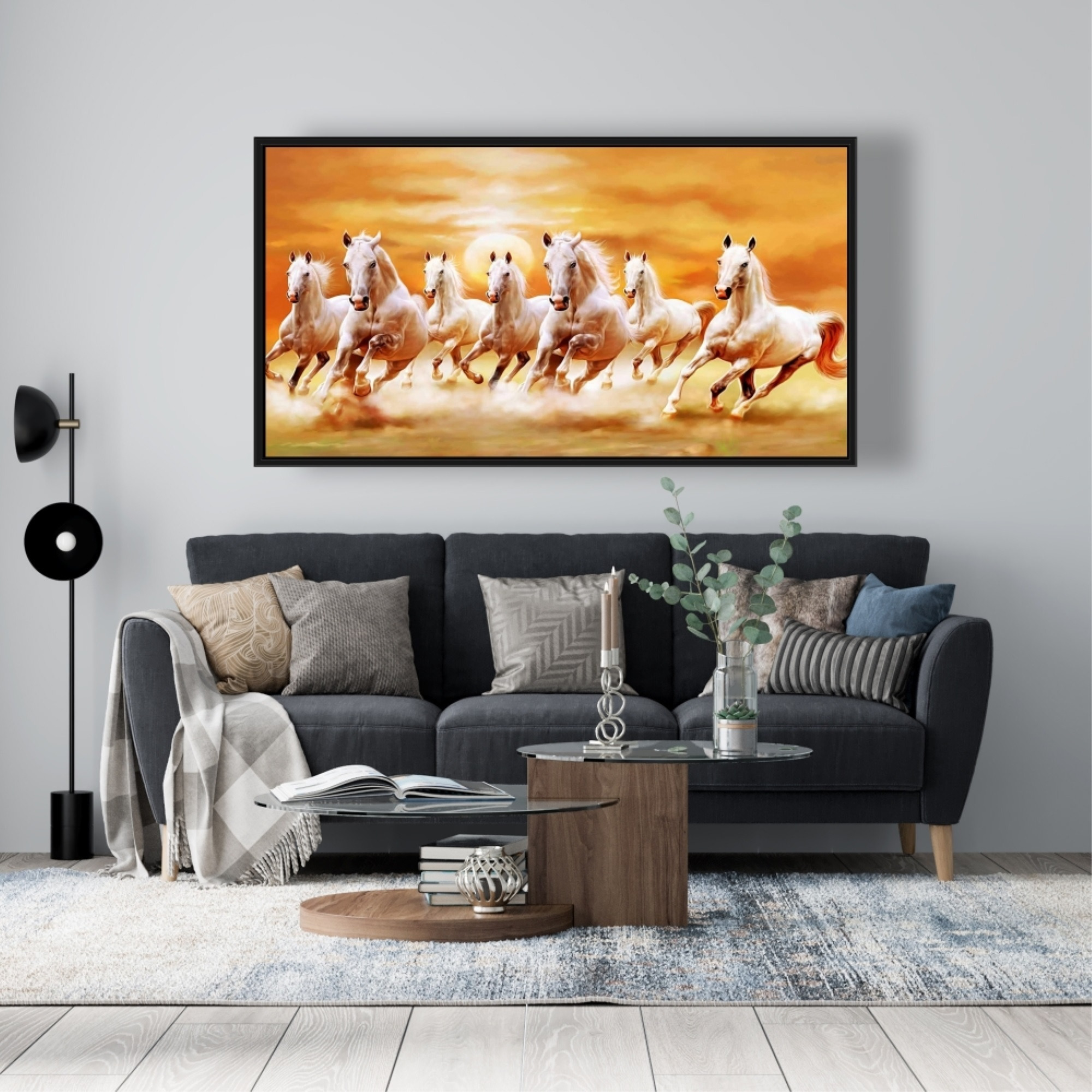 Seven Horses - Framed Print on canvas by Begin Edition