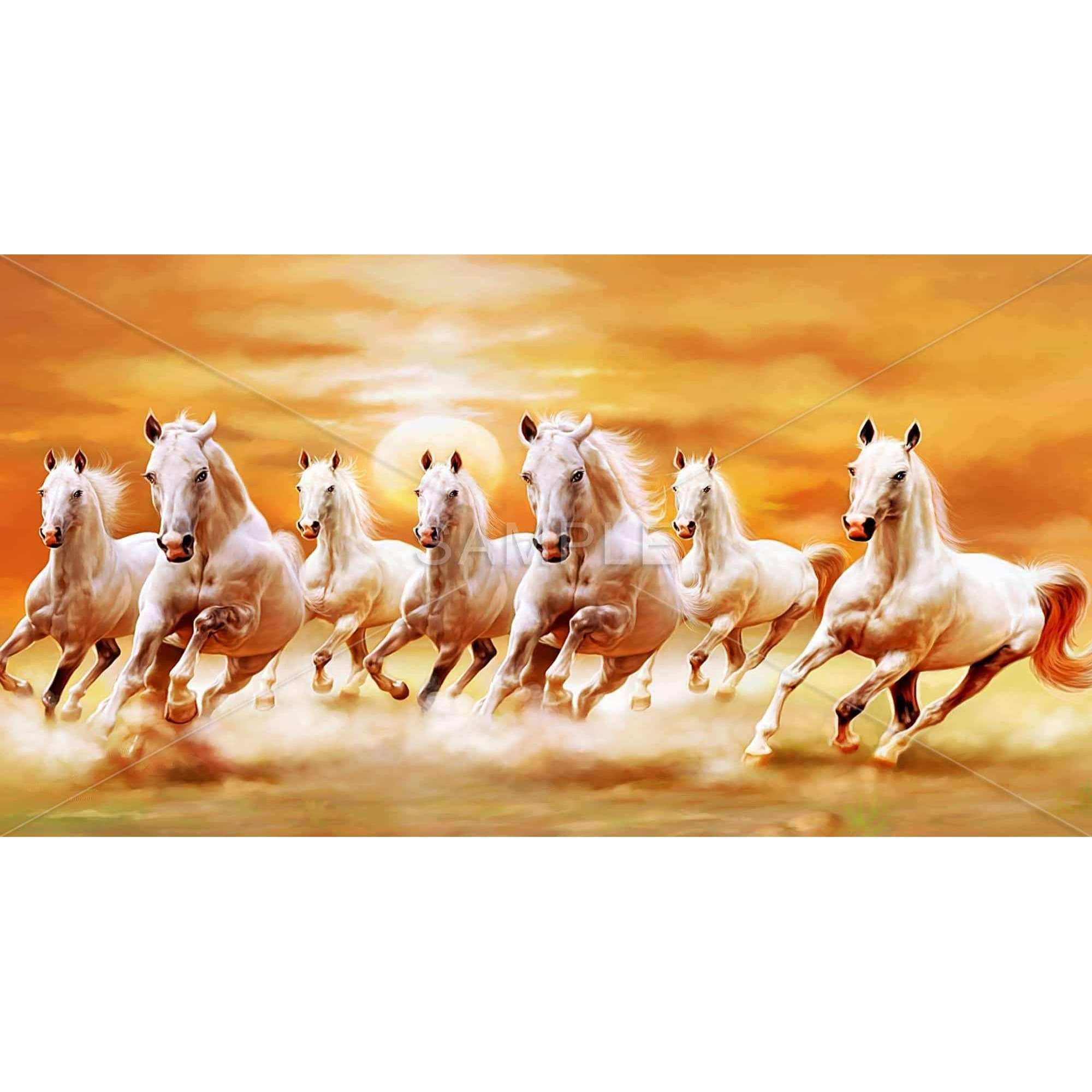 Seven Horses - Framed Print on canvas by Begin Edition