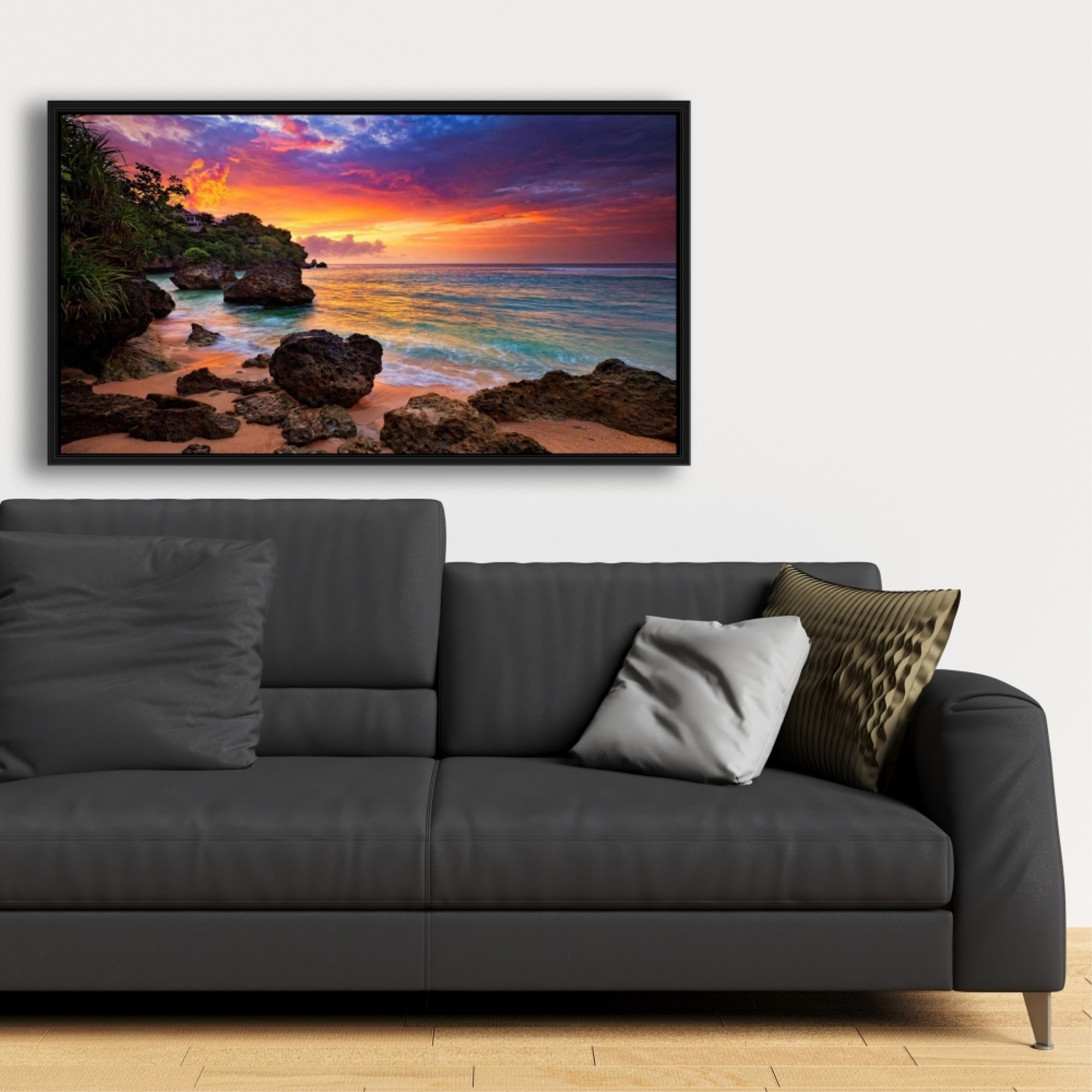 Sunset Beach Romance - Framed Print on canvas by Begin Edition