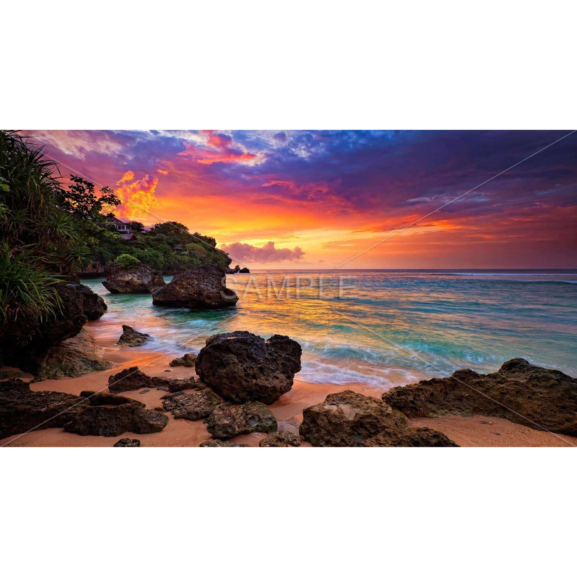 Sunset Beach Romance - Framed Print on canvas by Begin Edition
