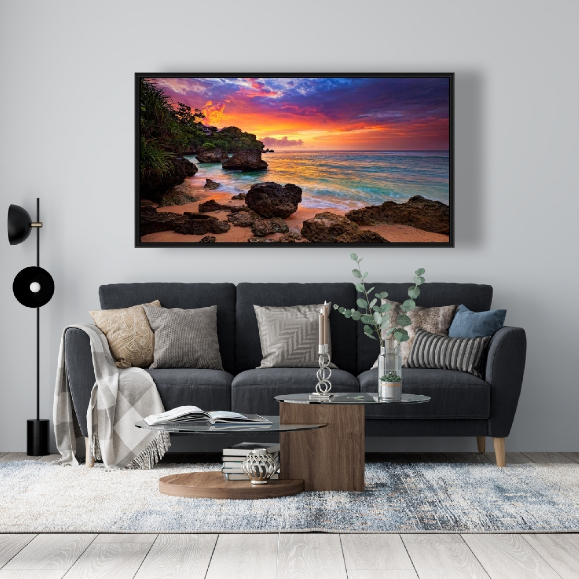 Sunset Beach Romance - Framed Print on canvas by Begin Edition