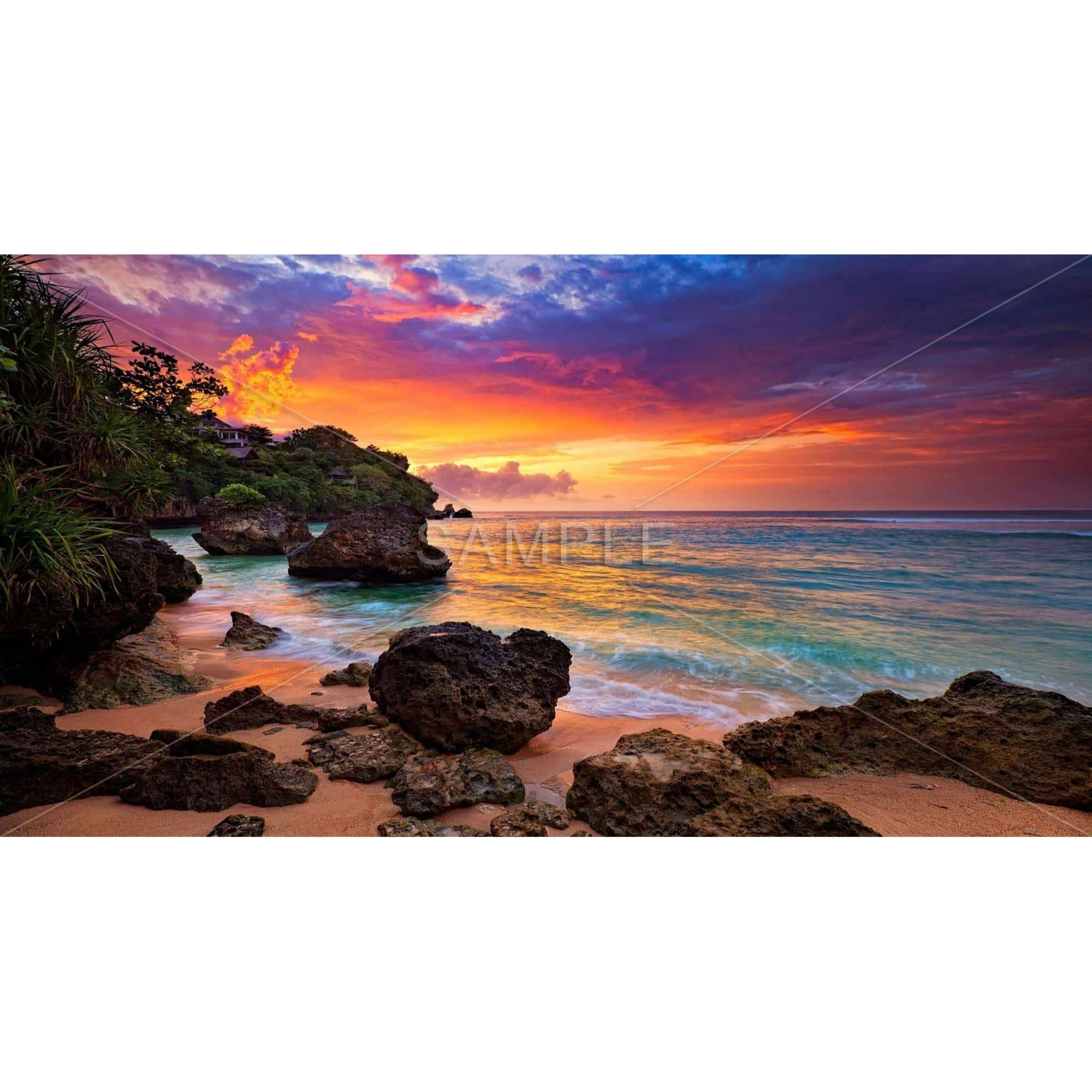 Sunset Beach Romance - Framed Print on canvas by Begin Edition