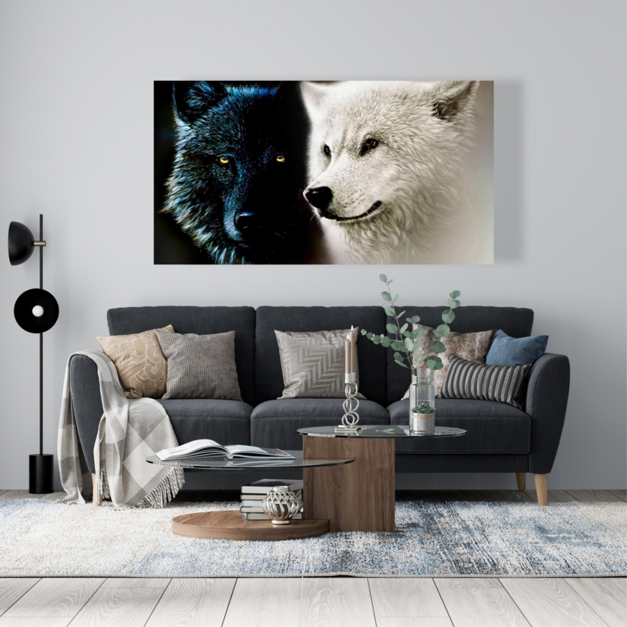 Ying & Yang Wolves - Print on canvas by Begin Edition